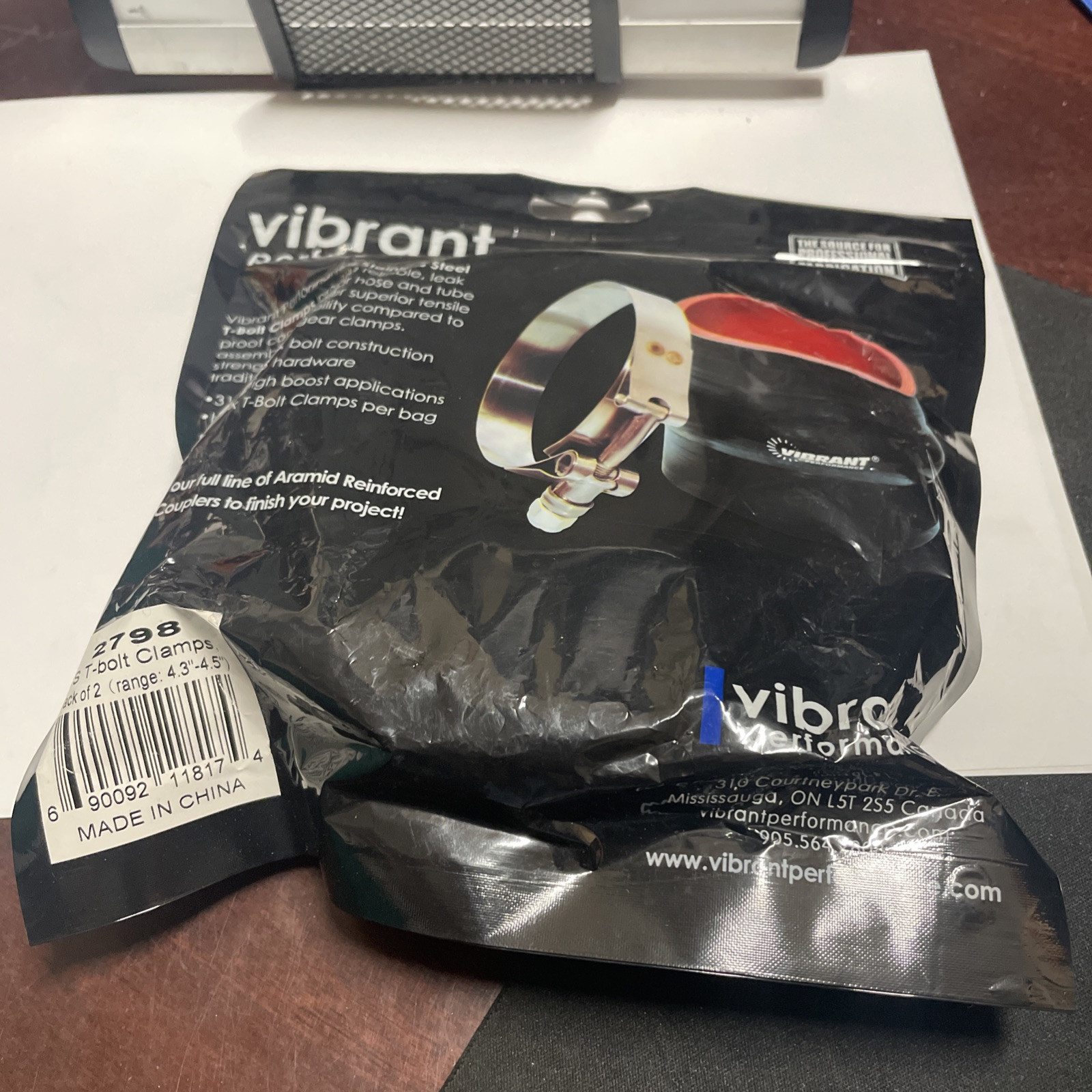 Vibrant Stainless Steel T-Bolt Clamps (Pack of 2) - Clamp Range: 4.20"-4.60" - Image 3