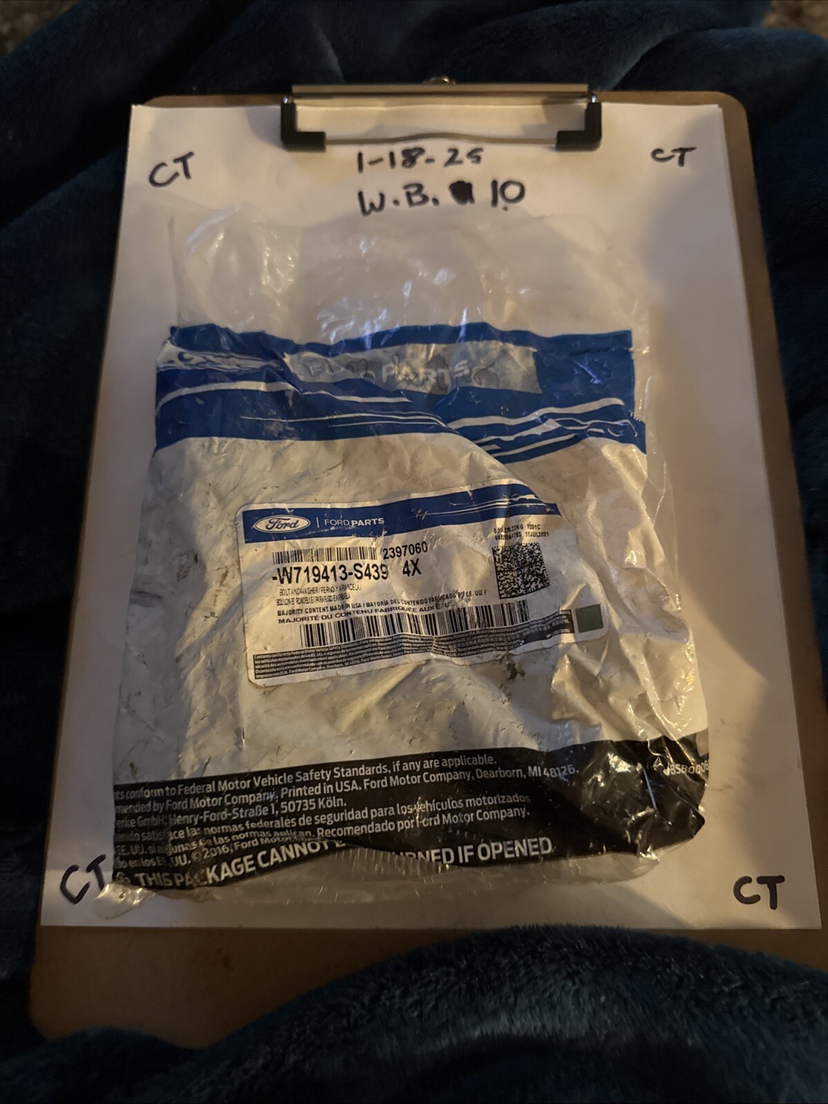 (1) Genuine Ford Bolt And Washer Asy - Hex.Head W719413-S439 Sold Individually