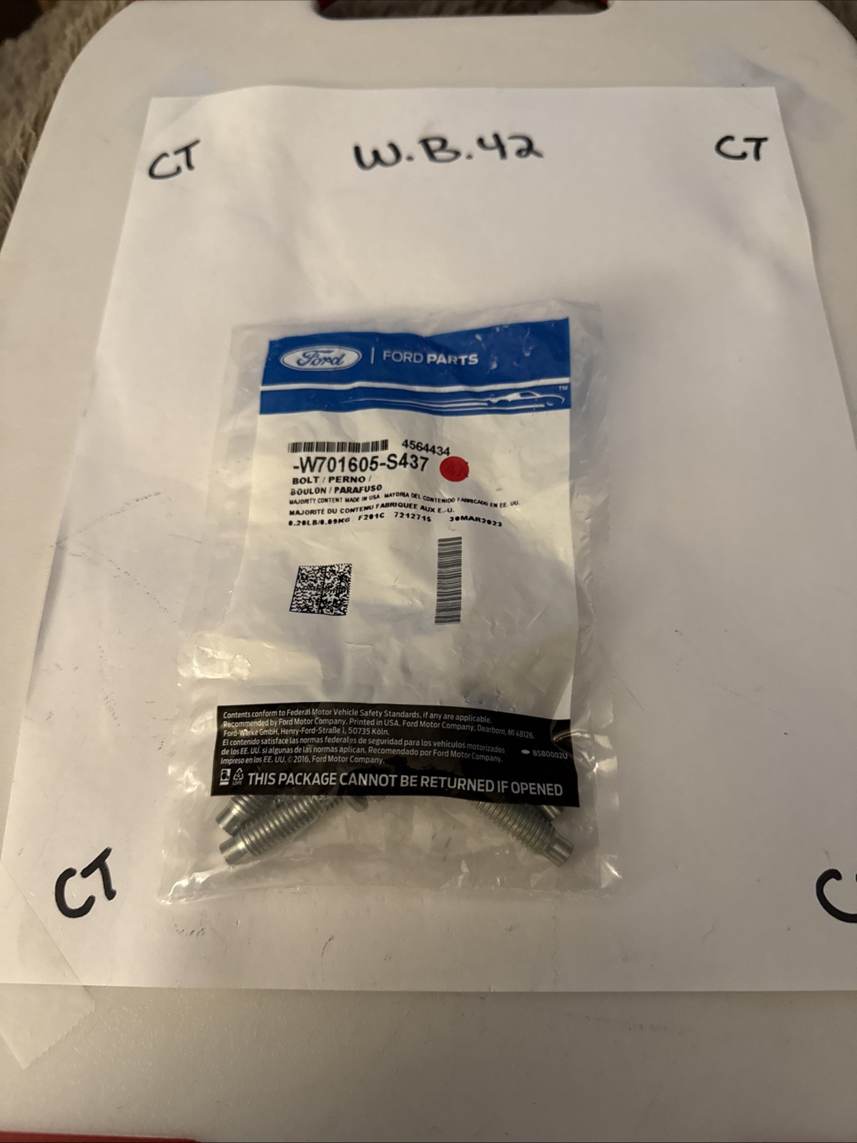 (1) Genuine Ford Oil Pan Bolt -W701605-S437 Sold Individually