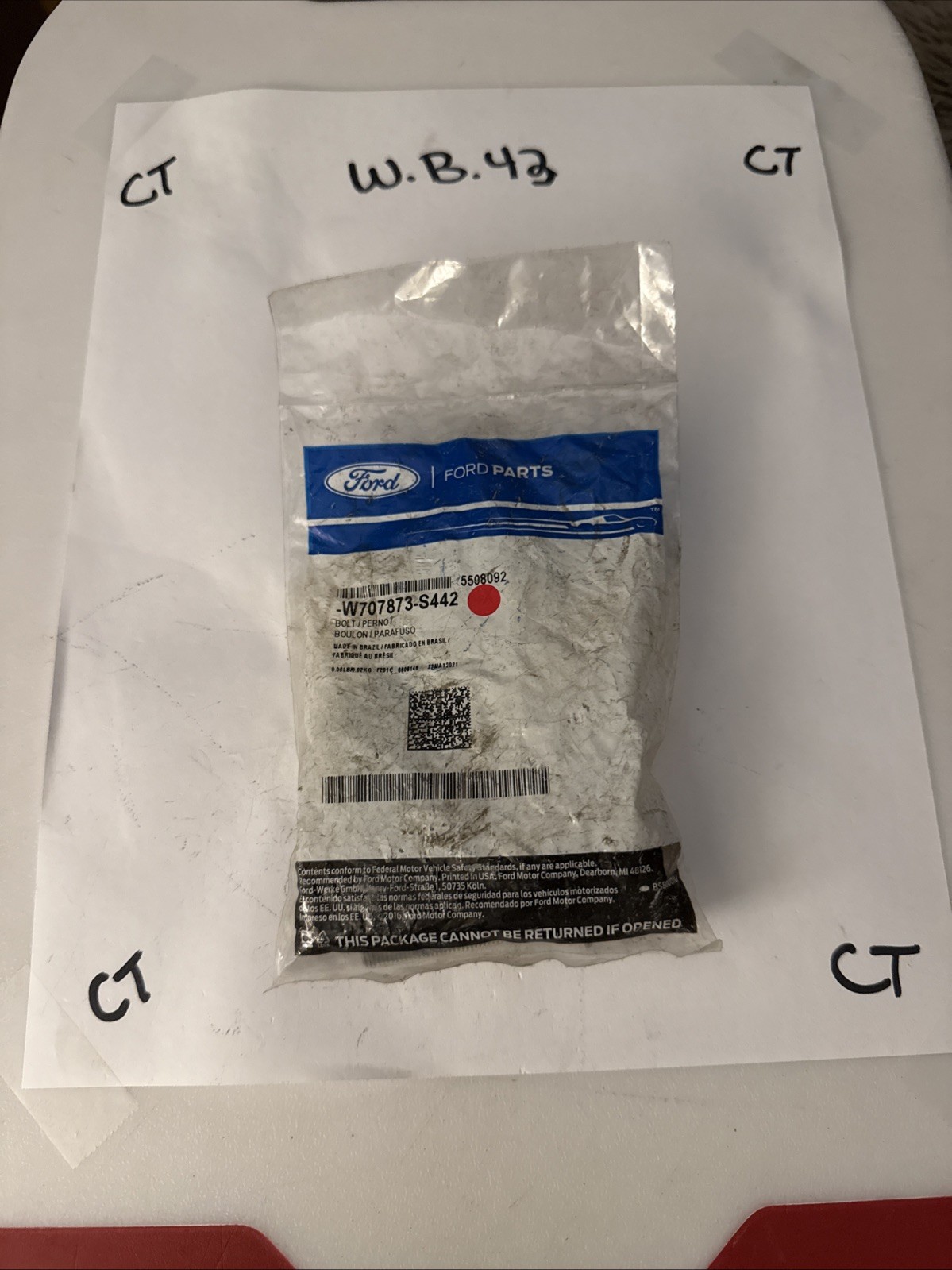 (1) Genuine Ford -W707873-S442 Bolt 2018-2019 Sold Individually