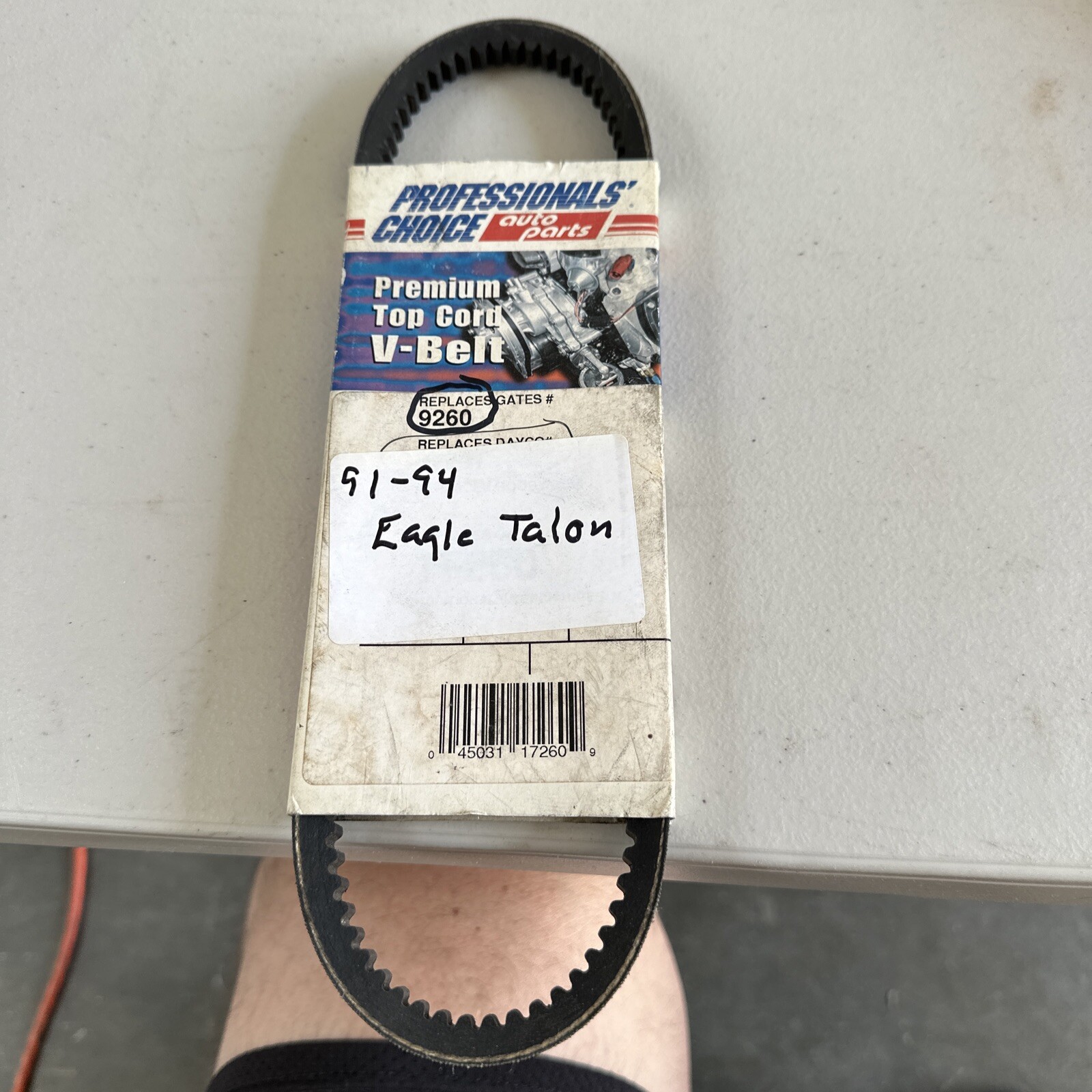 17260 V Belt 9260 Professional Choice 91-94 Eagle Talon Belt NOS