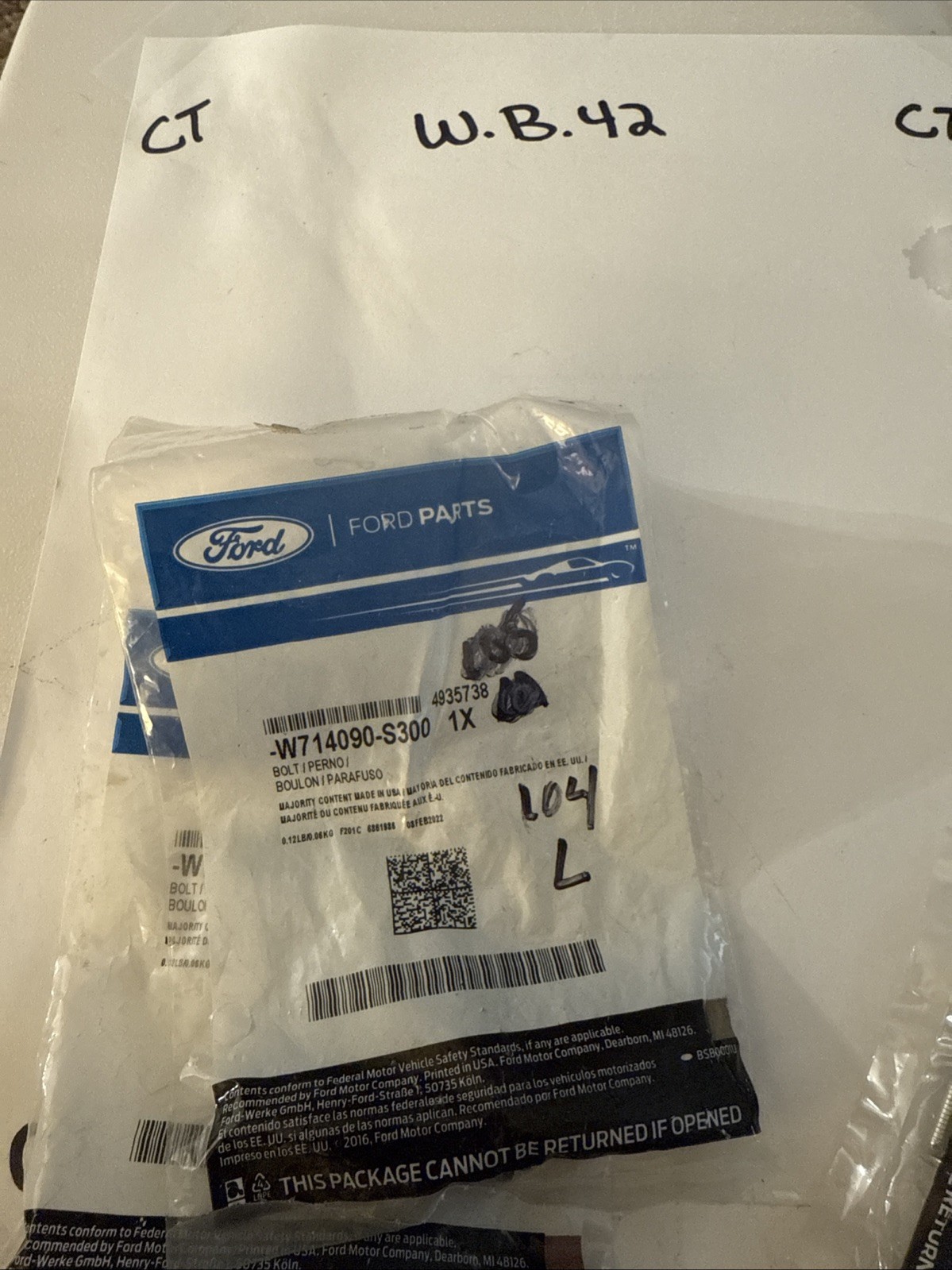 (1)Genuine Ford Bolt W714090-S300 Sold Individually