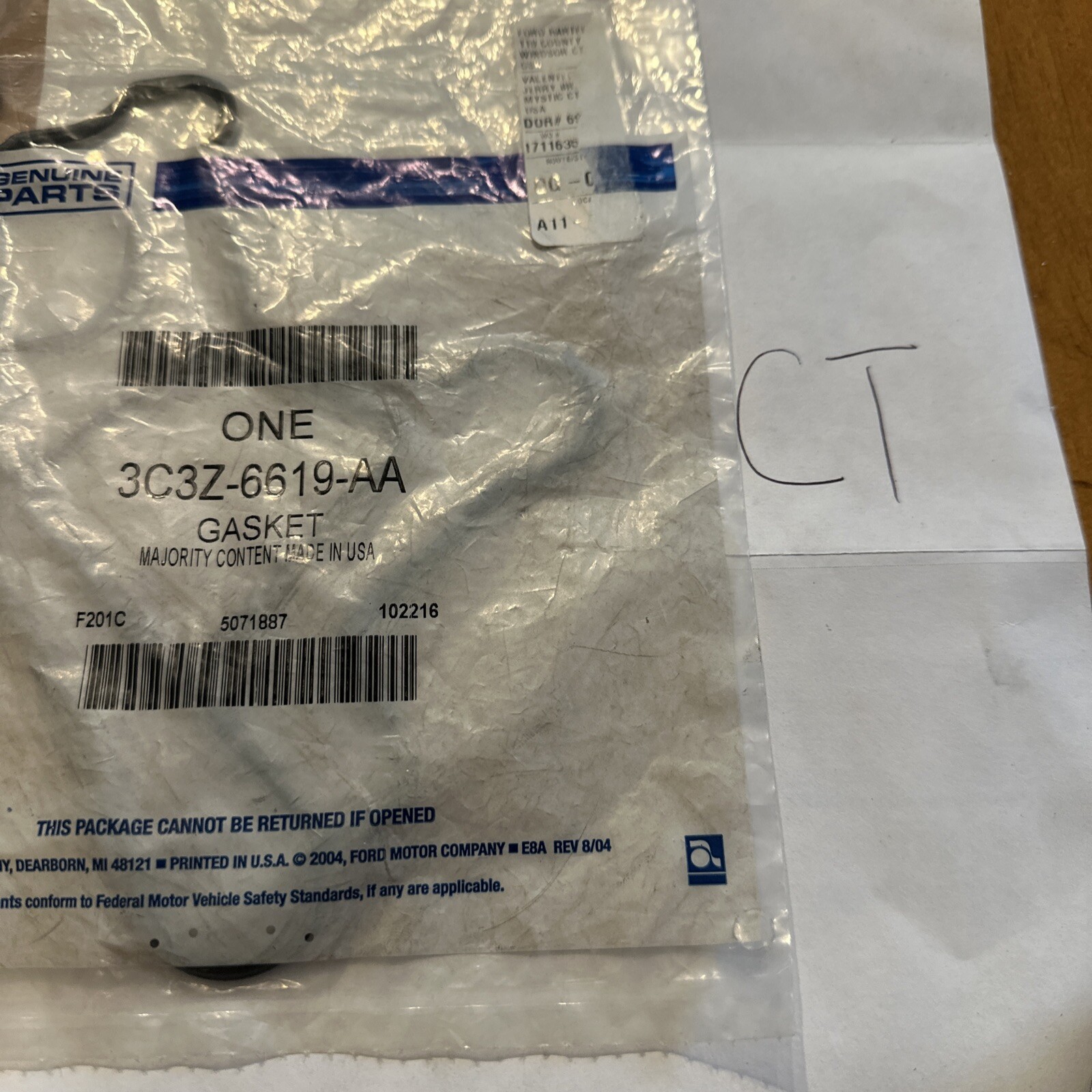 2005 - 2007 F-250 SD 6.0L Engine Oil Filter Adapter Gasket 3C3Z-6619-AA OEM New