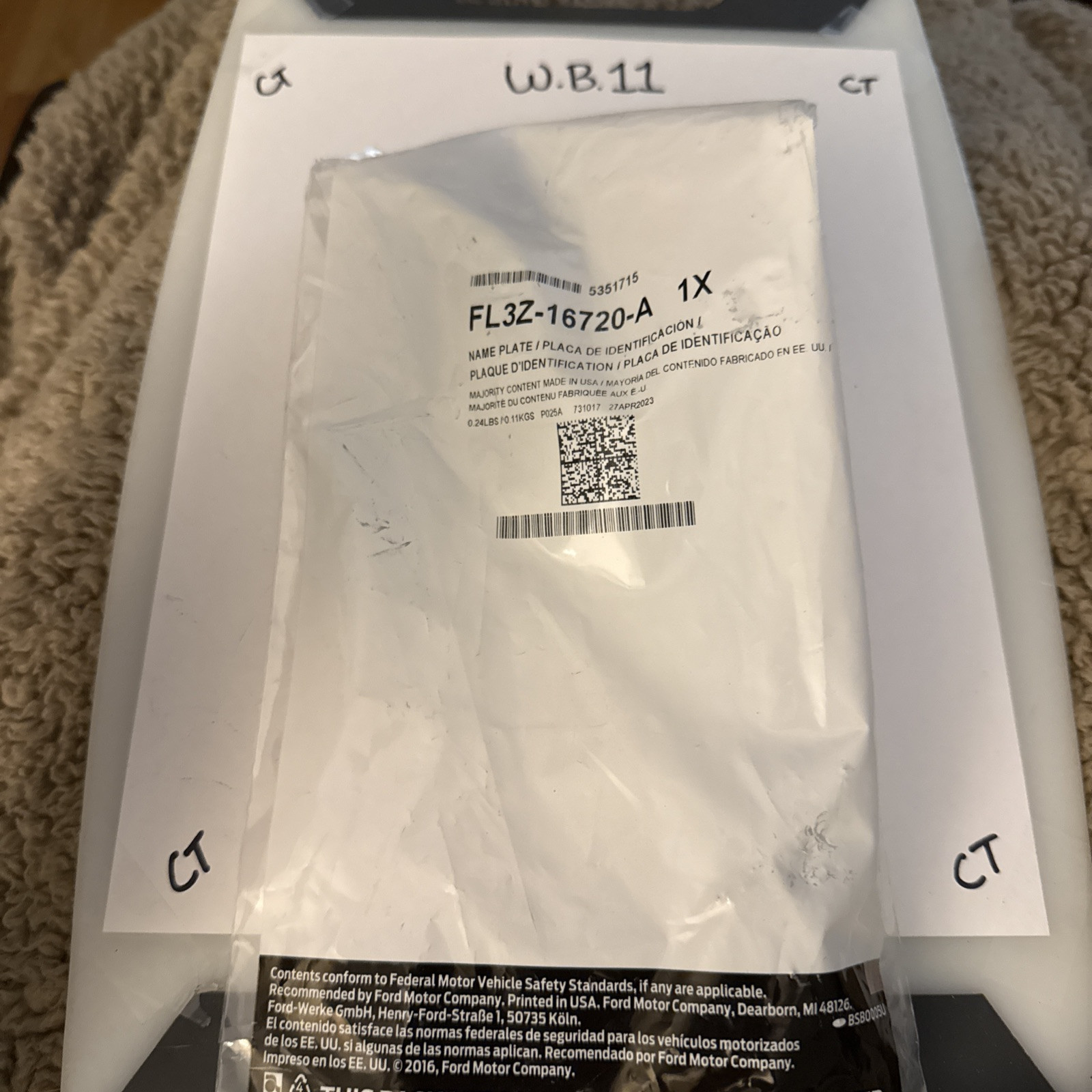 2015-2020 FORD F-150 FRONT RIGHT FENDER EMBLEM NEW OEM FL3Z-16720-A