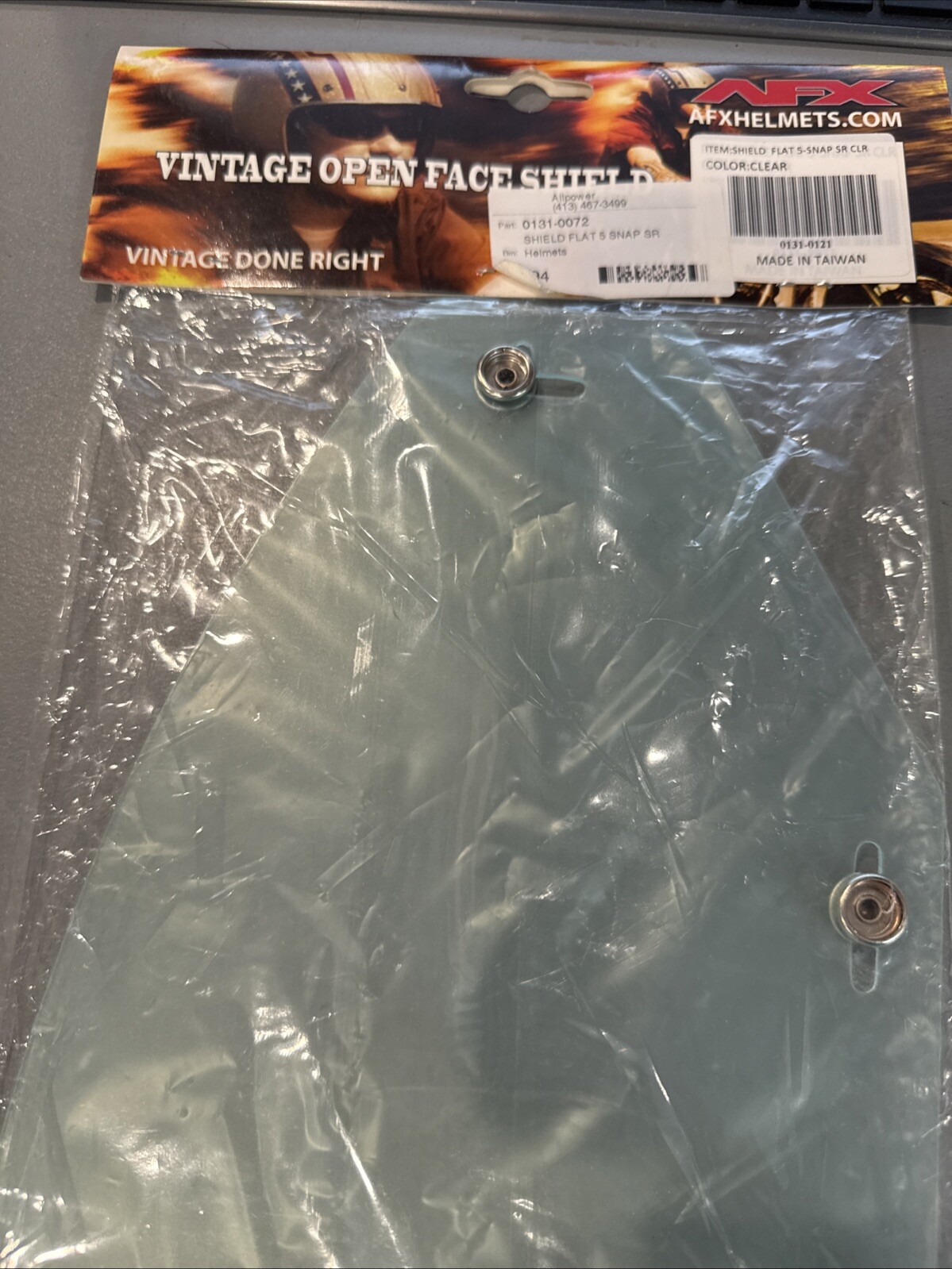 AFX Helmets Vintage 5-Snap Shield 0131-0072 Clear