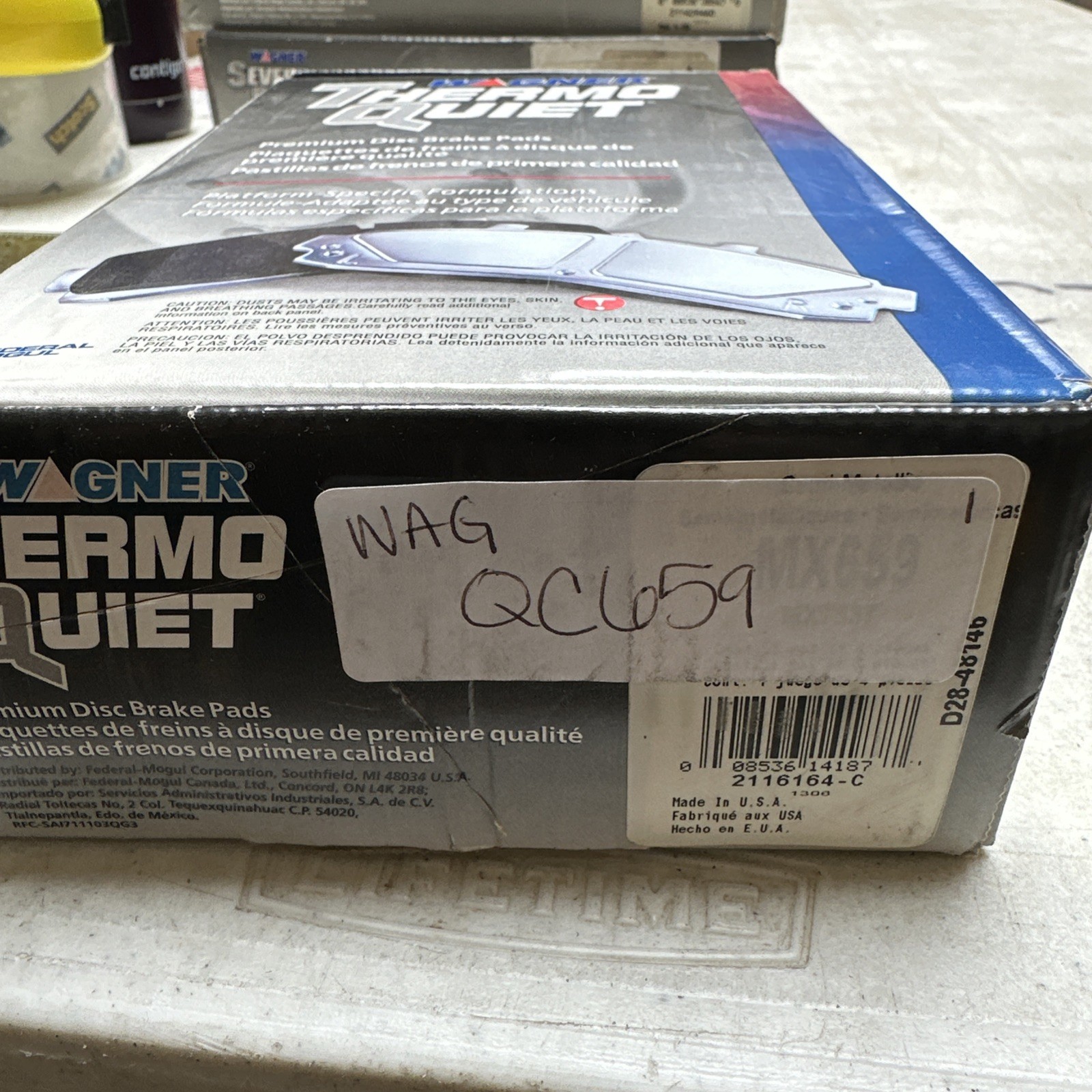 Disc Brake Pad Set-ThermoQuiet Disc Brake Pad Front Wagner QC659 - Image 3