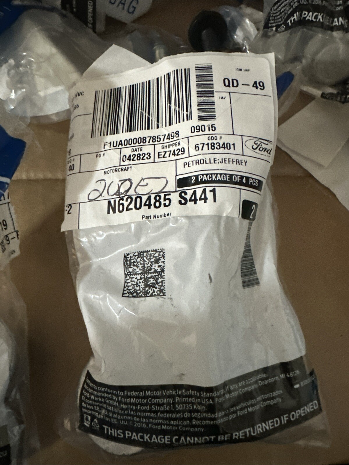 FORD #N620485-S441 LOT OF 4 SHACKLE NUTS (2017-2022 FORD) Q130 - Image 3