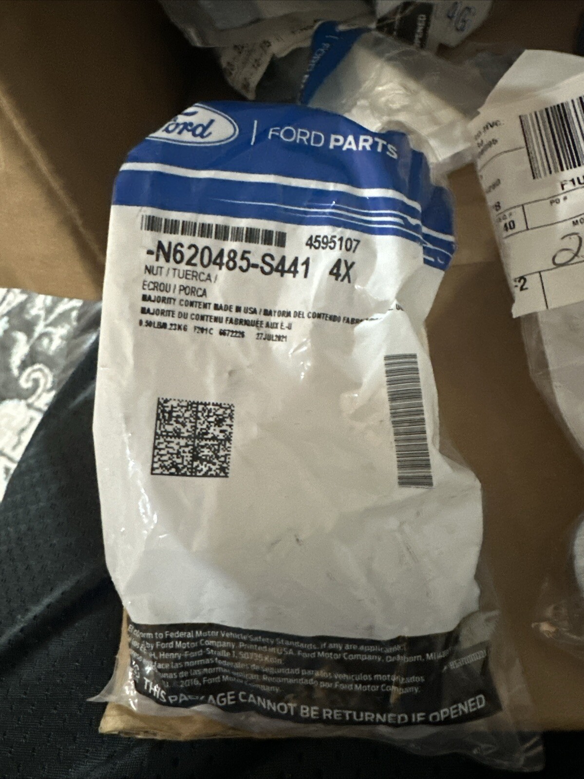 FORD #N620485-S441 LOT OF 4 SHACKLE NUTS (2017-2022 FORD) Q130