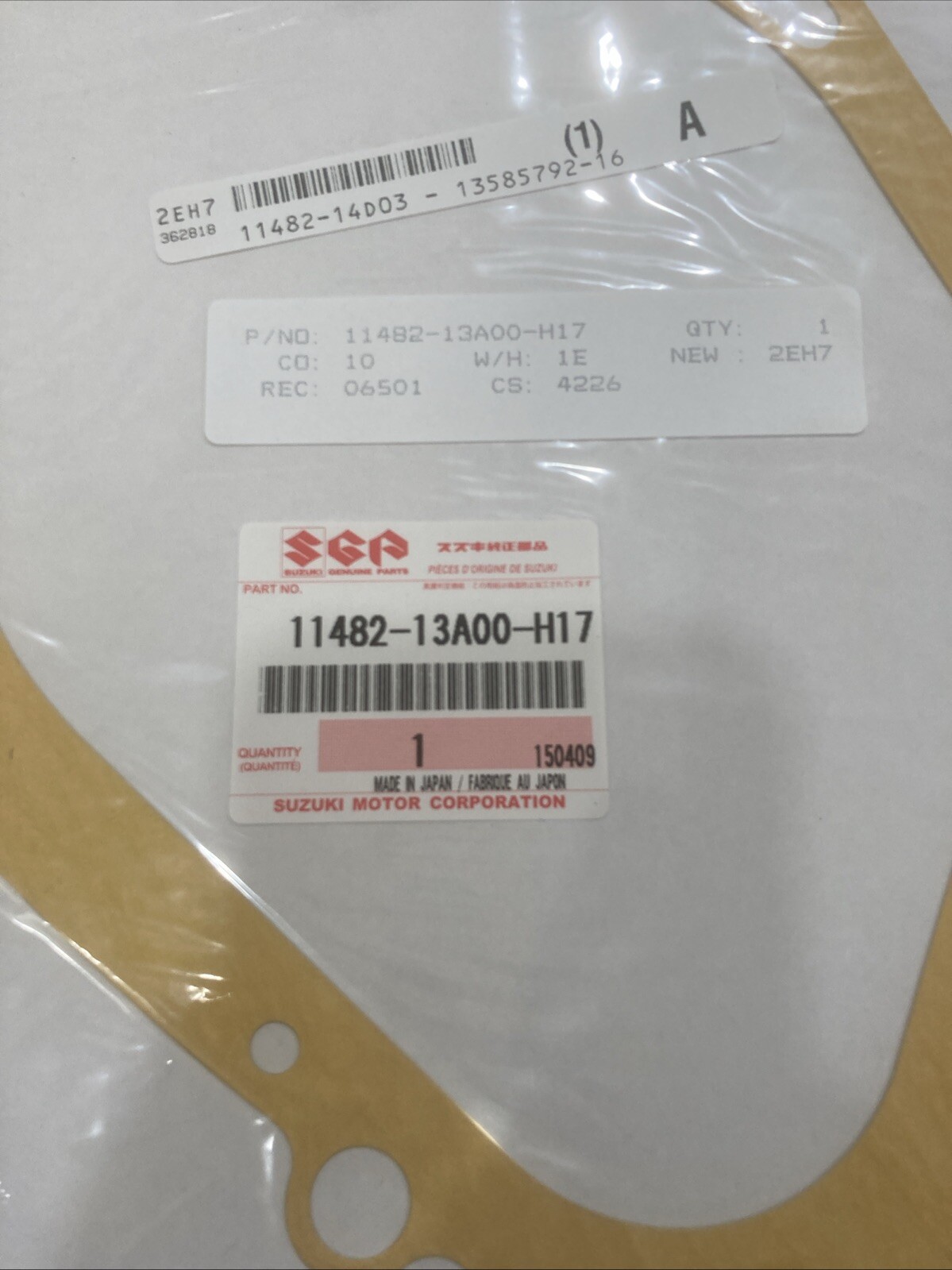 GENUINE Suzuki NOS 11482-13A00-H17 GASKET, CLUTCH COVER LT250R - Image 3