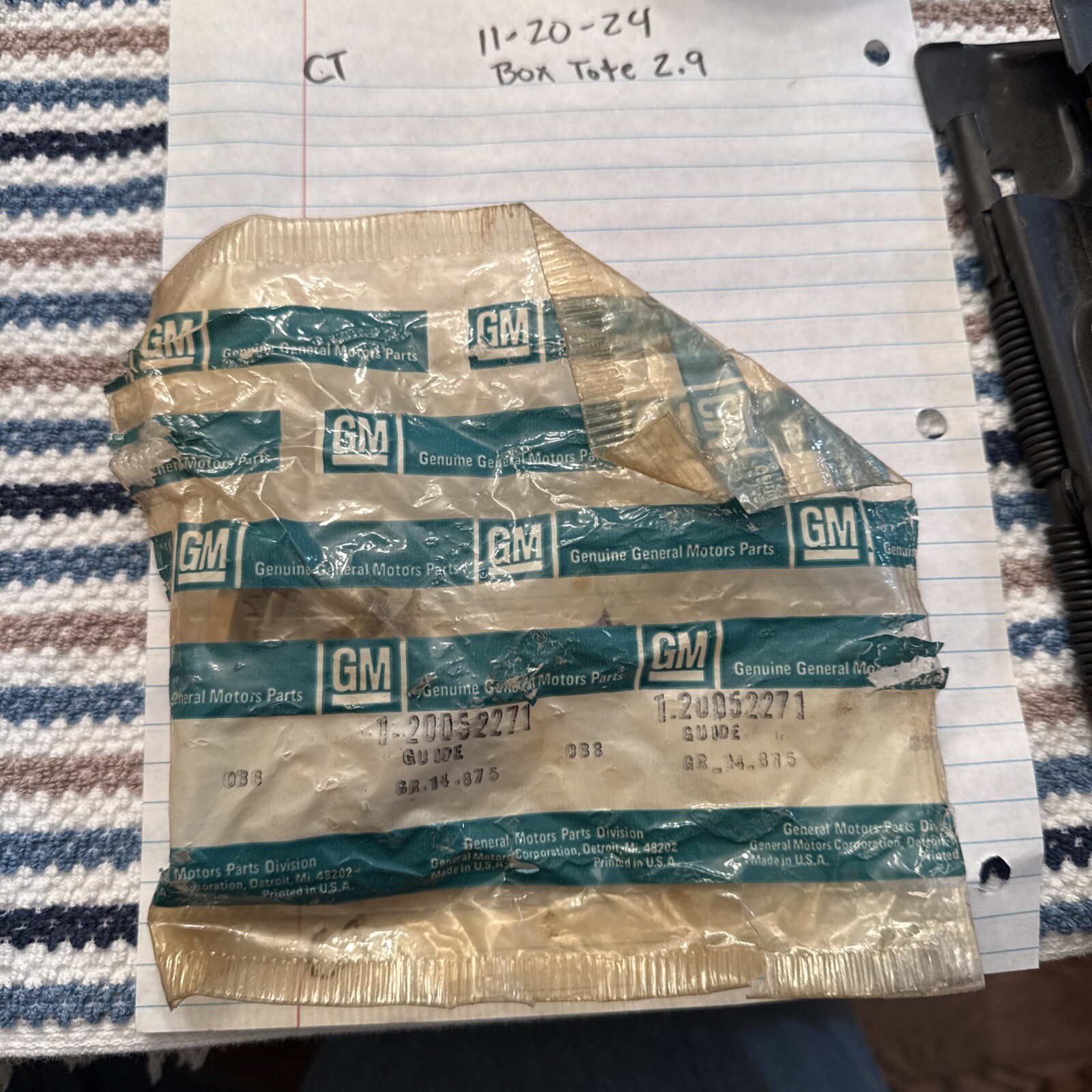 GM 20052271 Tan Seat Belt Guide, NOS Orig Pkg OEM