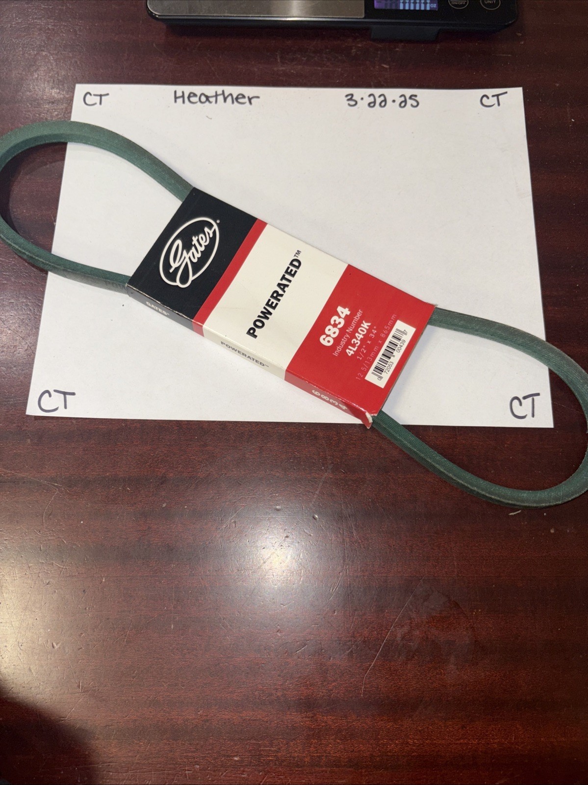 Gates Belt 6834 (4L340K) 1/2" X 34" NOS Replacement