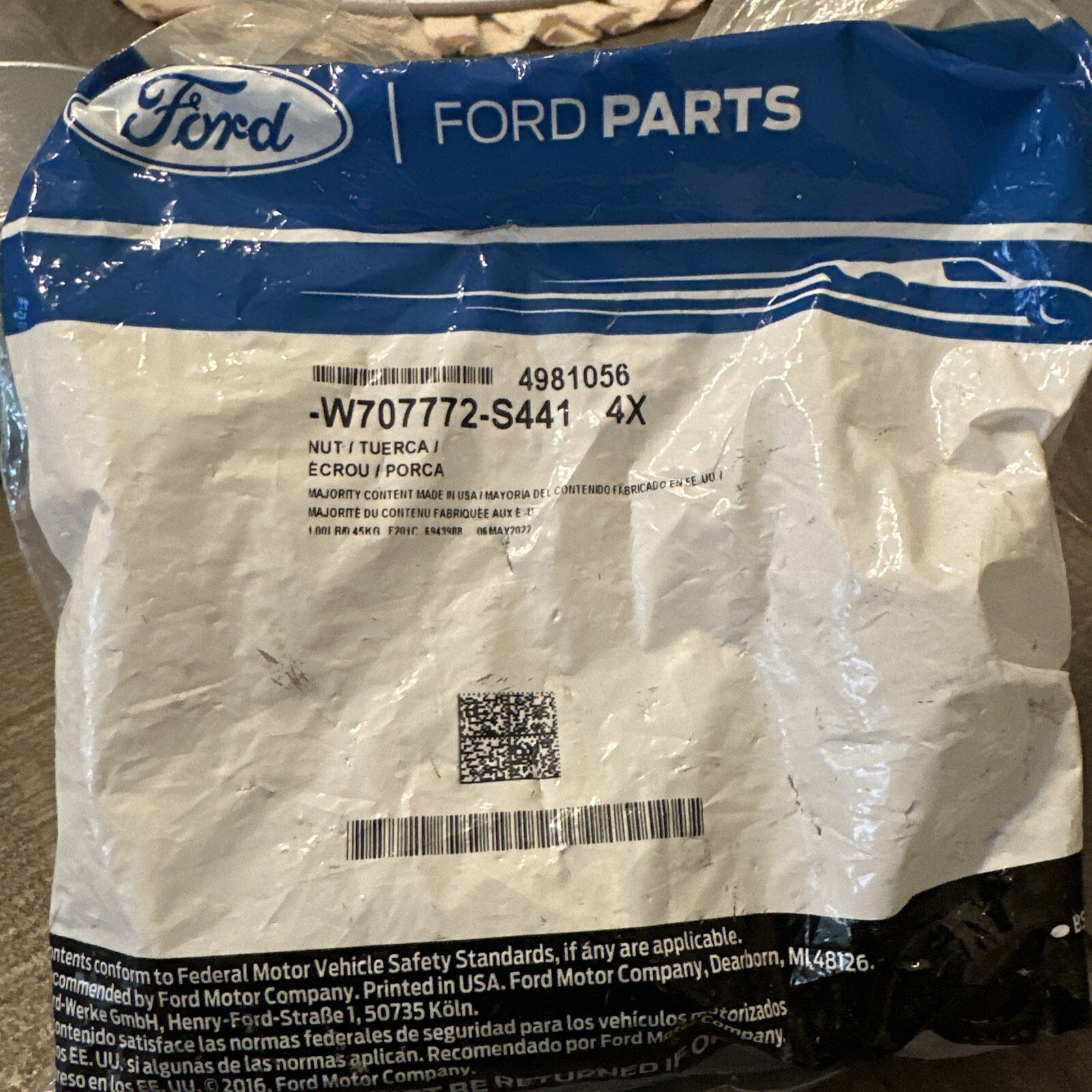 Genuine Ford Axle Nut W707772-S441 FoMoCo New Pack of 4 Never Used