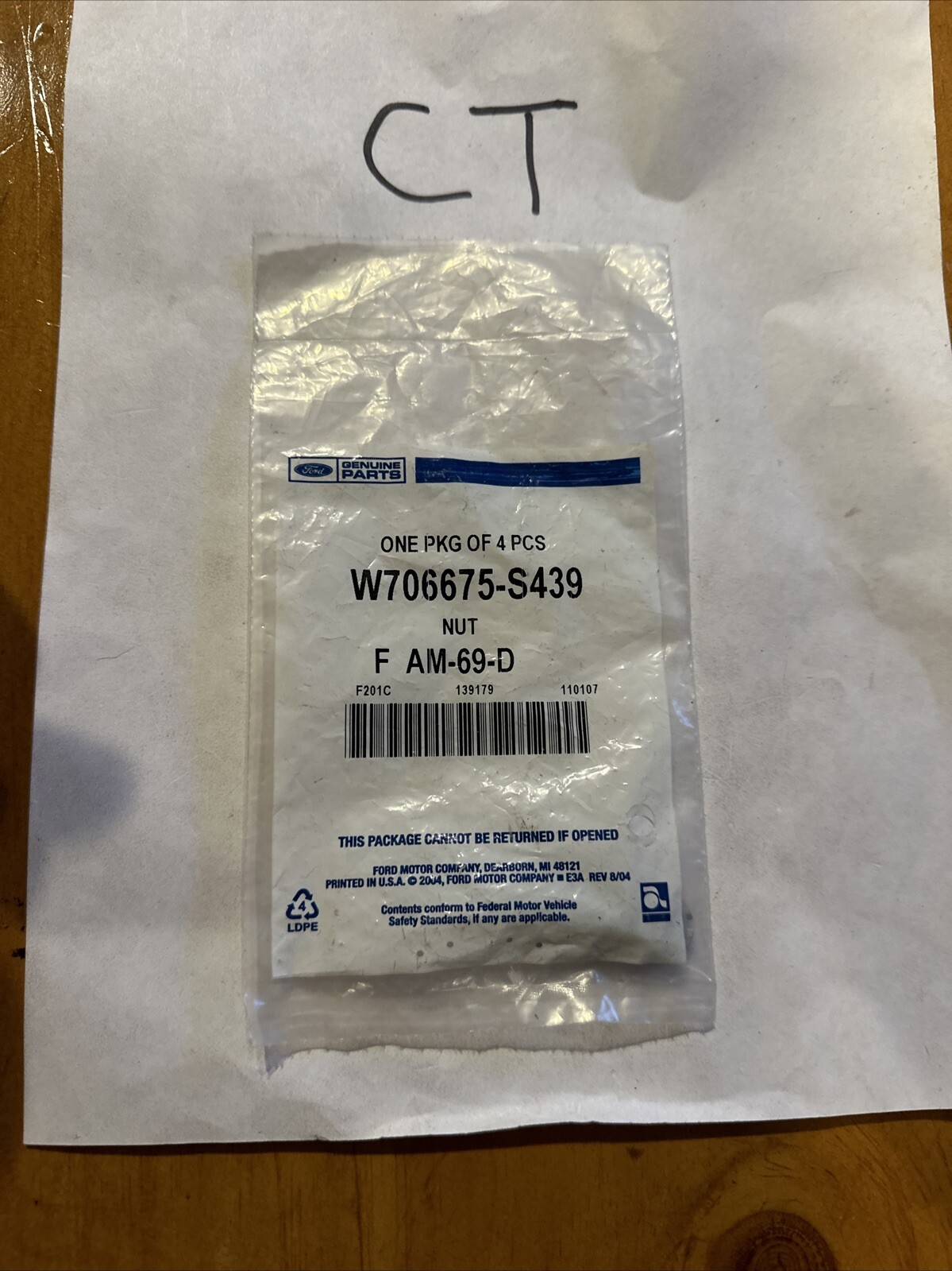 Genuine Ford Emblem Nut -W706675-S439 2 Pc Partial Pack New Old Stock Set Pair