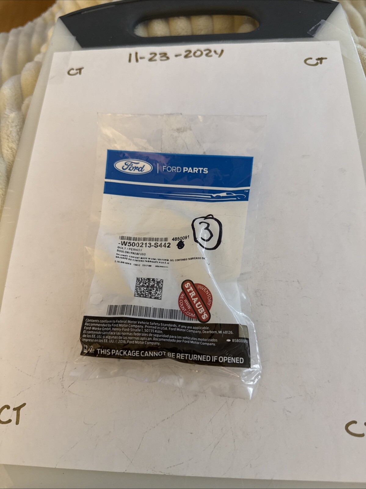 Genuine Ford Engine Control Module (ECM) Cover Bolt W500213-S442 (3) Bolts Ford