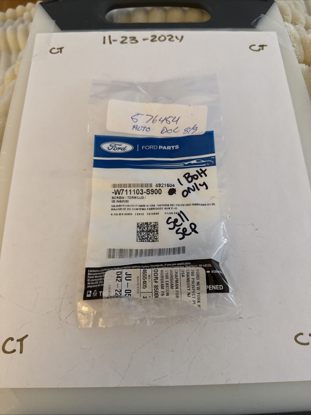 Genuine Ford Fuel Tank Strap Bolt -W711103-S900