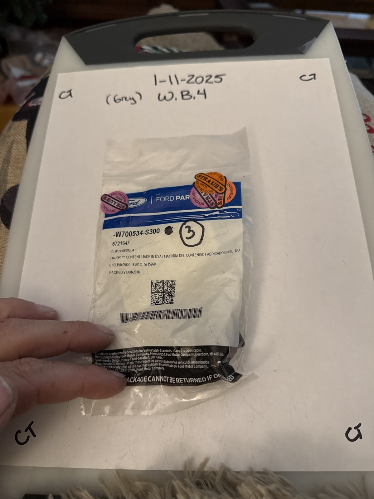 Genuine Ford Hood Prop Retainer / (3) Clip / Holder W700534-S300