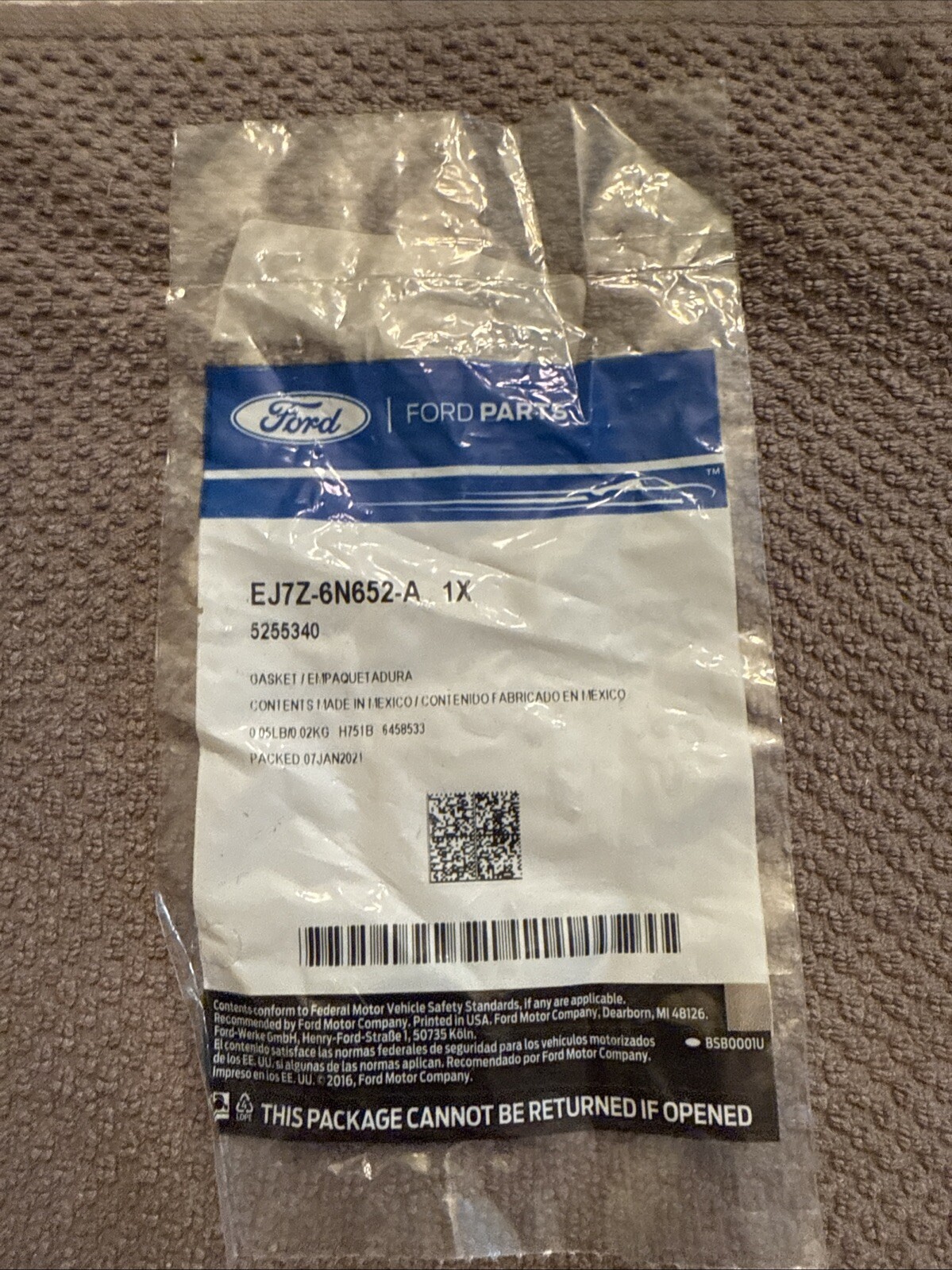 Genuine Ford OEM EJ7Z-6N652-A Oil Return Tube Gasket