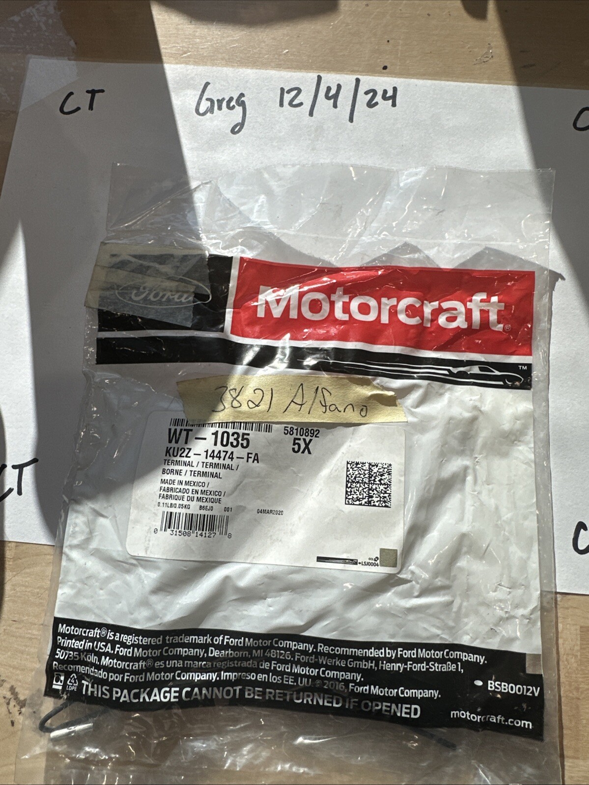 Genuine Ford Terminal Motorcraft WT-1035/KUTZ-14474-FA