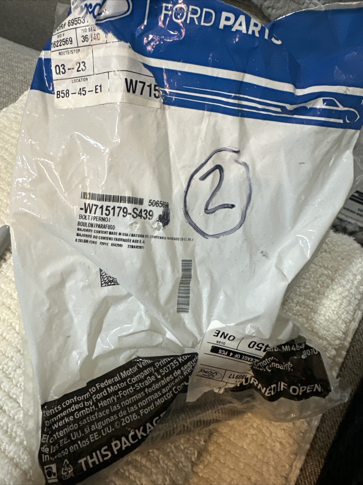 Genuine Ford Upper Control Arm Mount Bolt W715179-S439 (2)