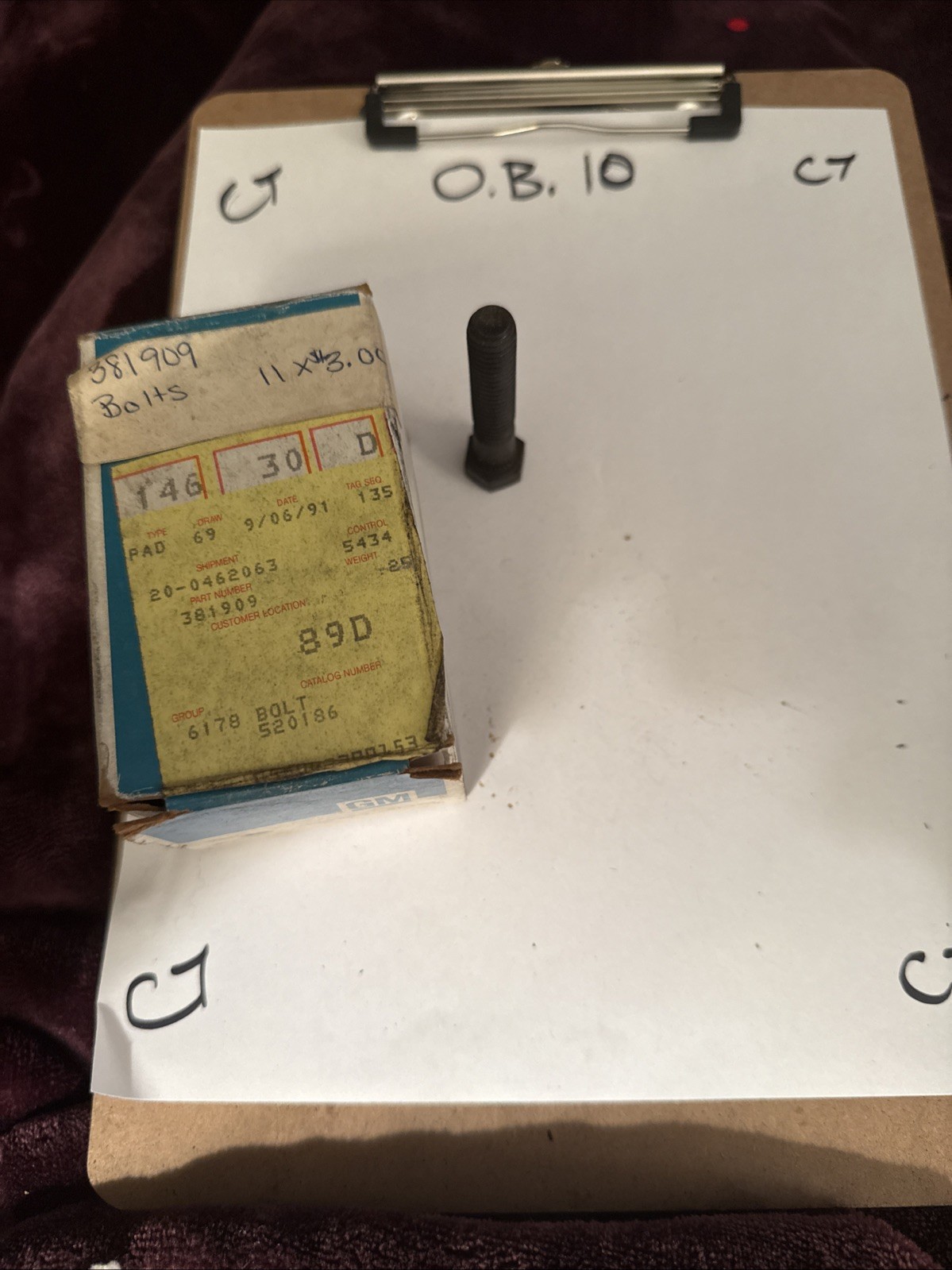 Genuine Gm Front Upper Control A-Arm Bolt 68-82 Corvette 67-69 Camaro 381909