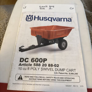 Husqvarna Dc 600p 10 Cu Poly Dump Cart Owners Manual 6002407