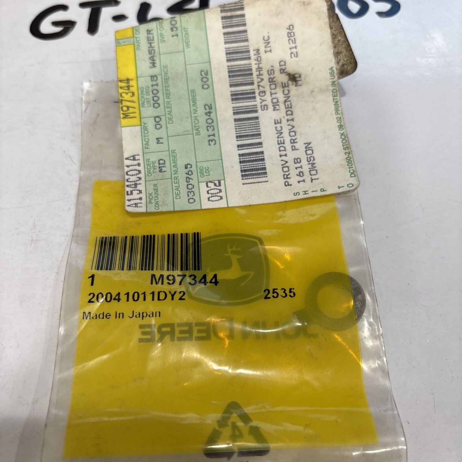 JOHN DEERE M97344 Washer OEM - Image 3