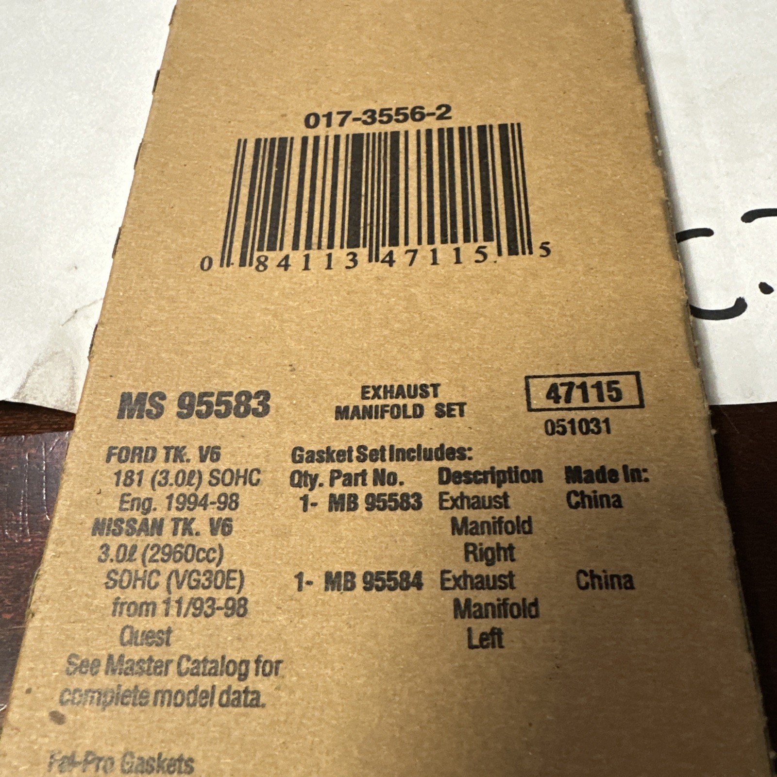 MS95583 Felpro Exhaust Manifold Gaskets Set for Mercury Villager Nissan Quest - Image 3