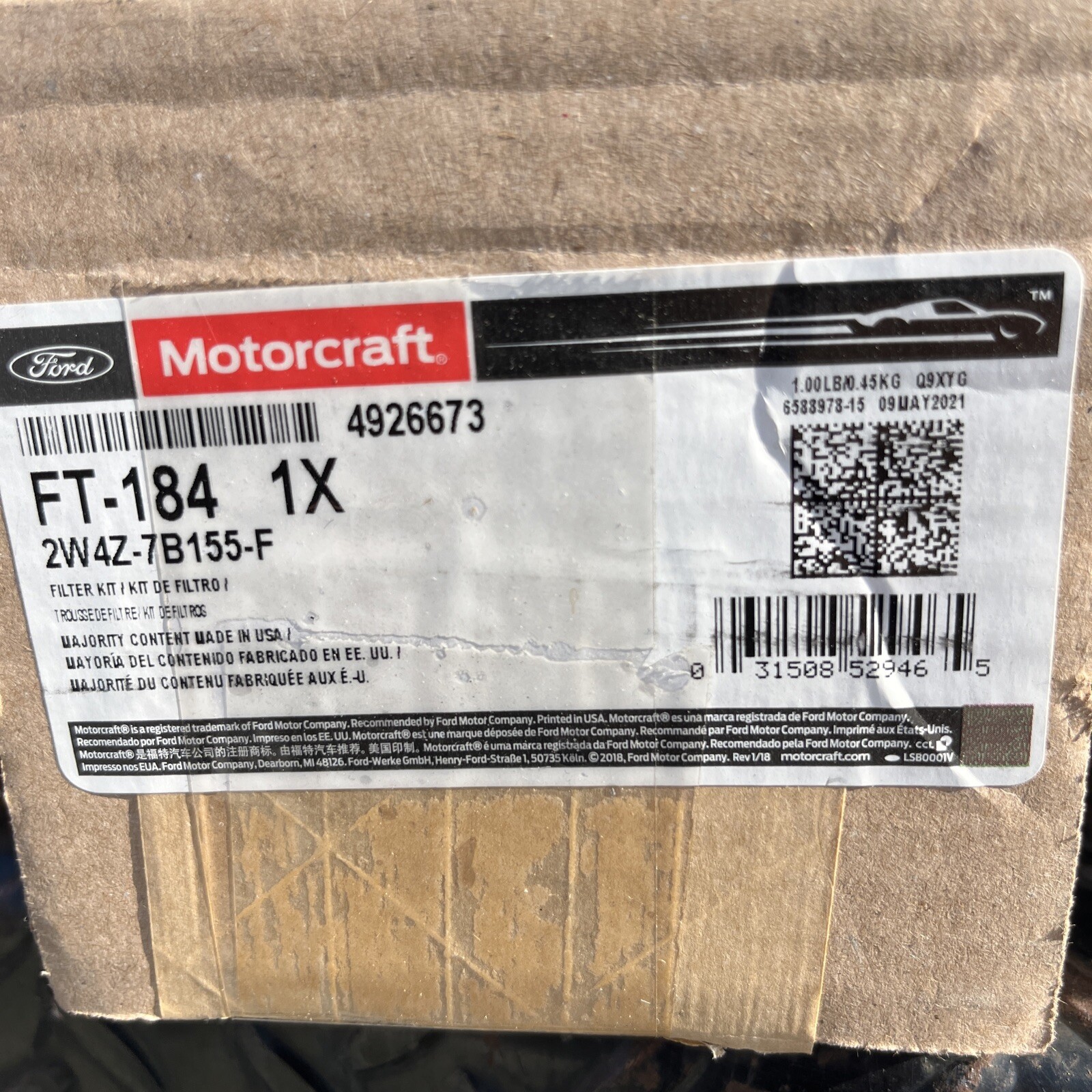 Motorcraft FT-184 / Ford 2w4Z-7B155-F Automatic Transmission Filter