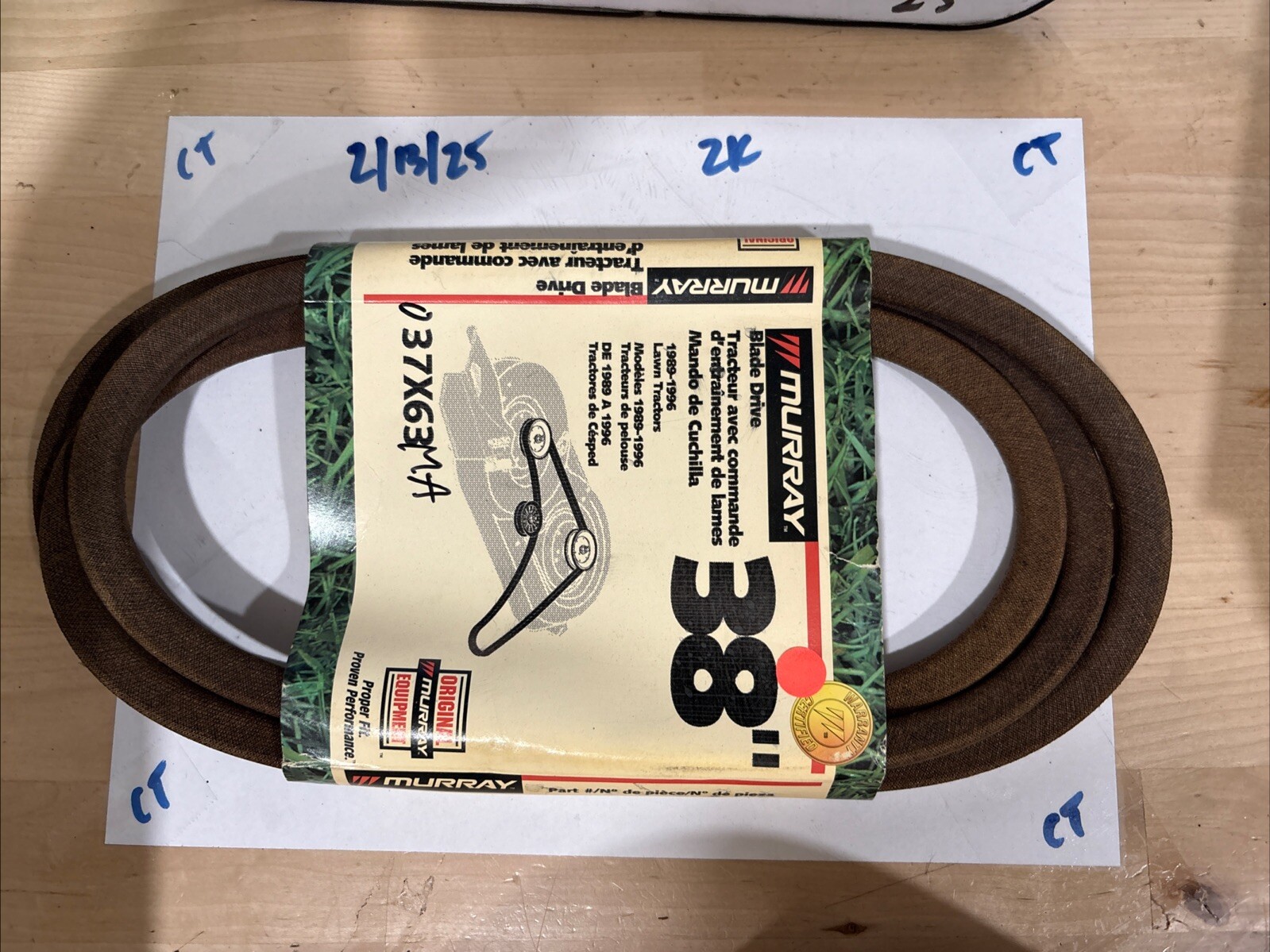 Murray 037X63MA 38" BLADE Drive BELT GENUINE FACTORY OEM 37X63 037X63