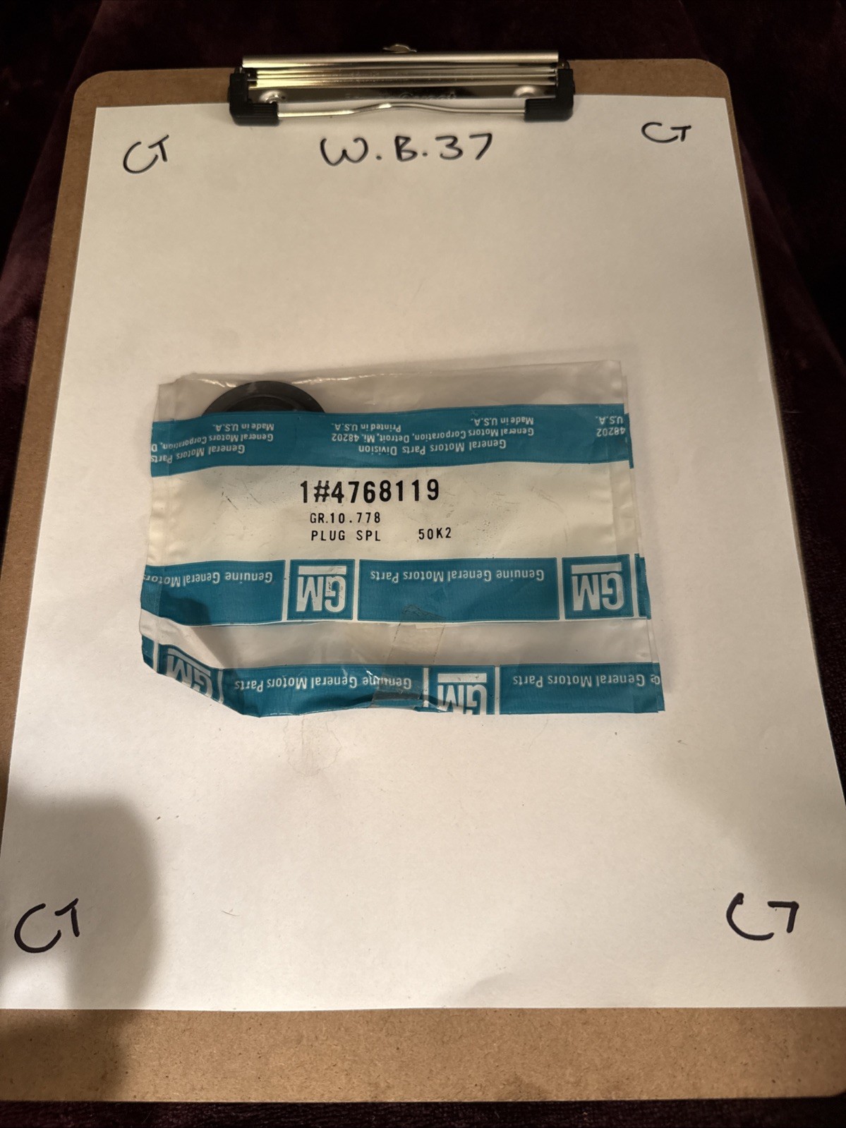 NOS 1967 -77 Corvette Clutch pedal push rod hole plug 4768119