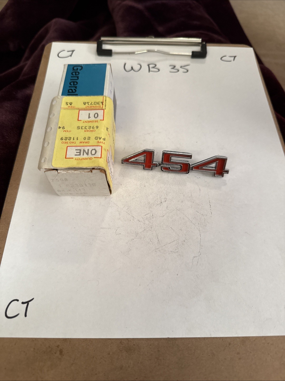 NOS 73 74 CHEVELLE EL CAMINO 454 FRONT FENDER EMBLEM GM 336119