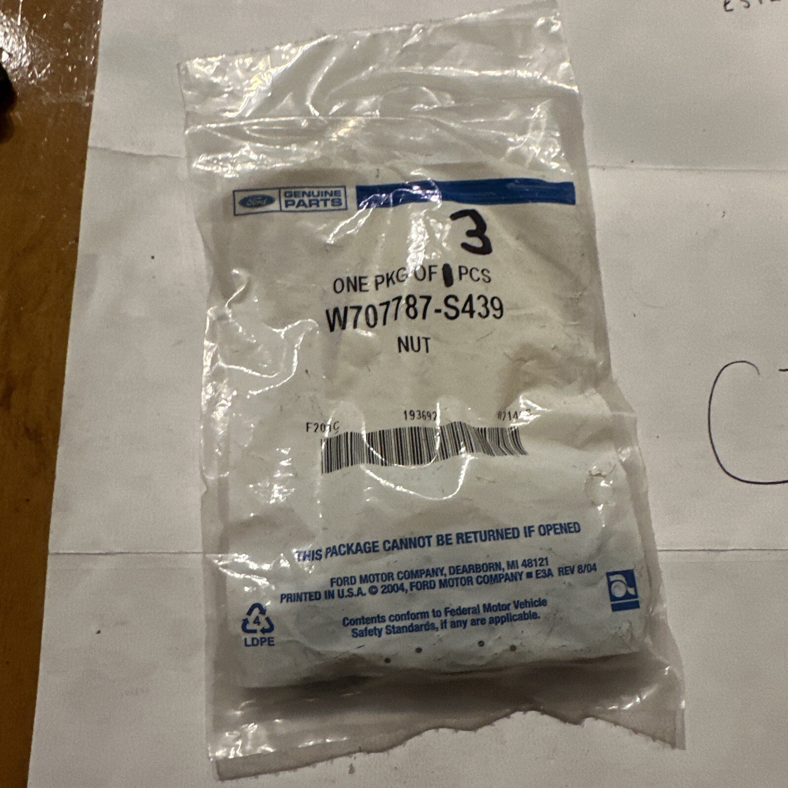 *NOS* Genuine Ford W707787-S439 Nut 4 PCS