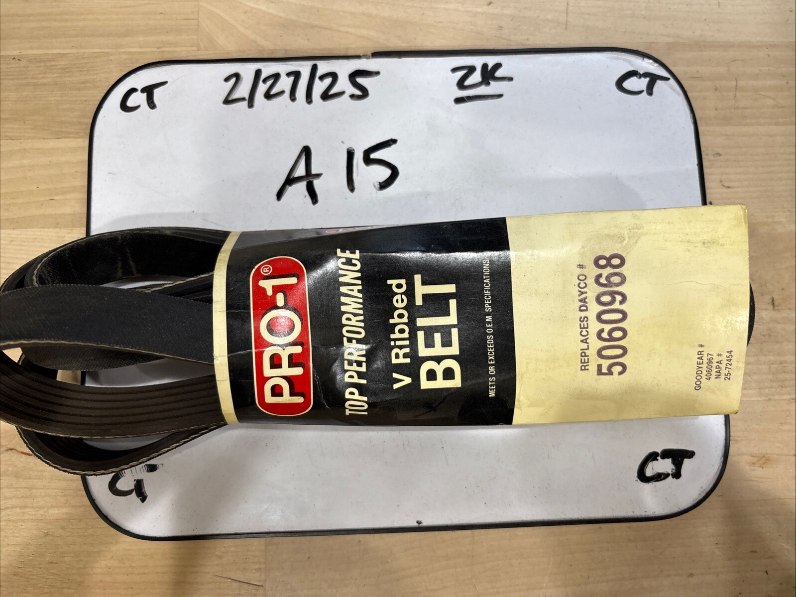 Pro-1 V Ribbed Serpentine Belt Replaces Dayco 5060968 & K060966