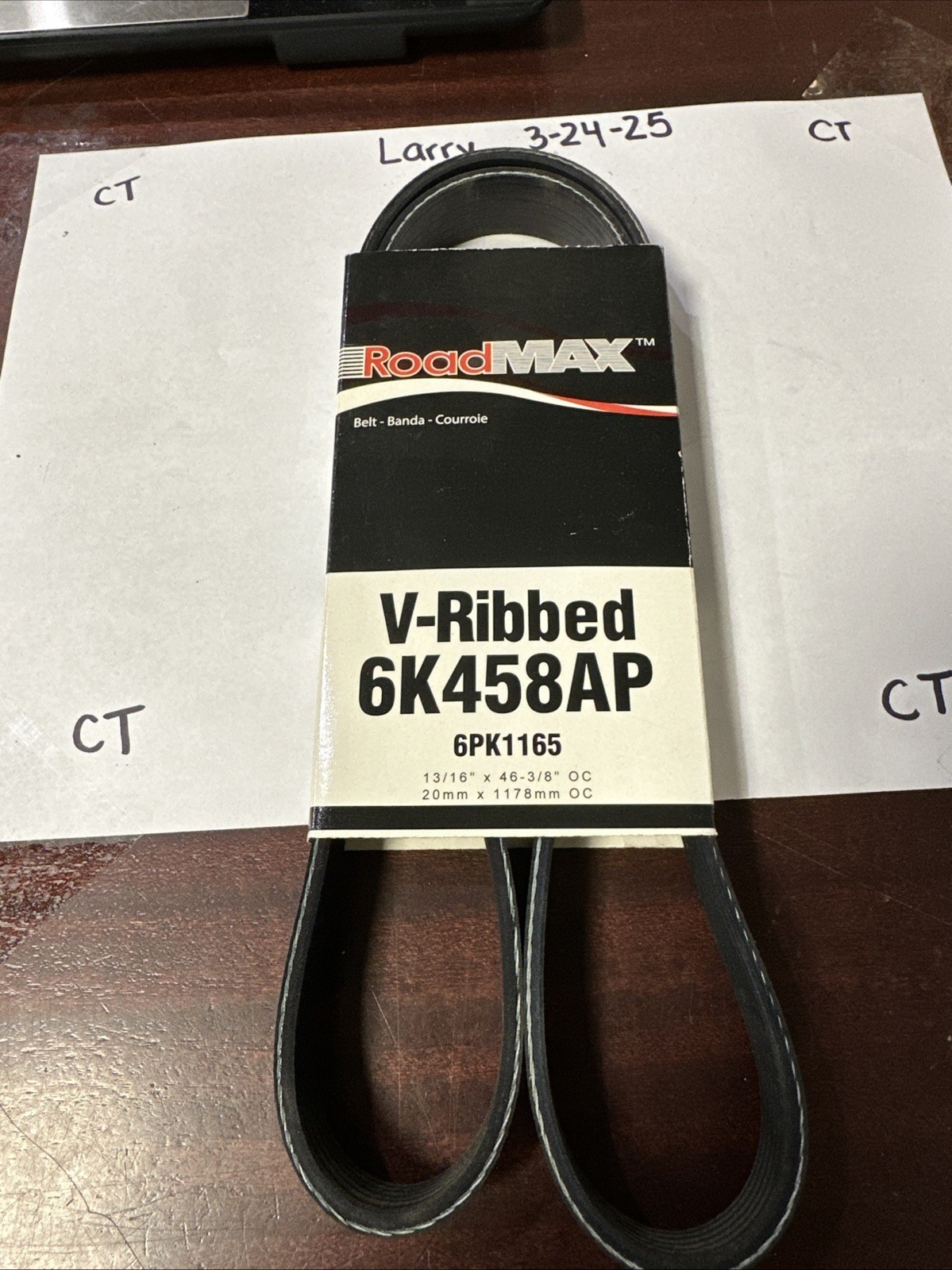 Road Max Serpentine Belt 6K458AP SK2110 DS274 B1