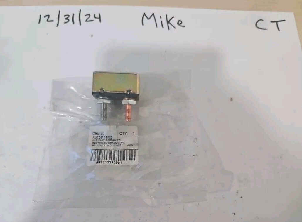 Short Stop Circuit Breaker 20A Metal No Bracket Type 1 12V (BP/CBC-20B-RP)