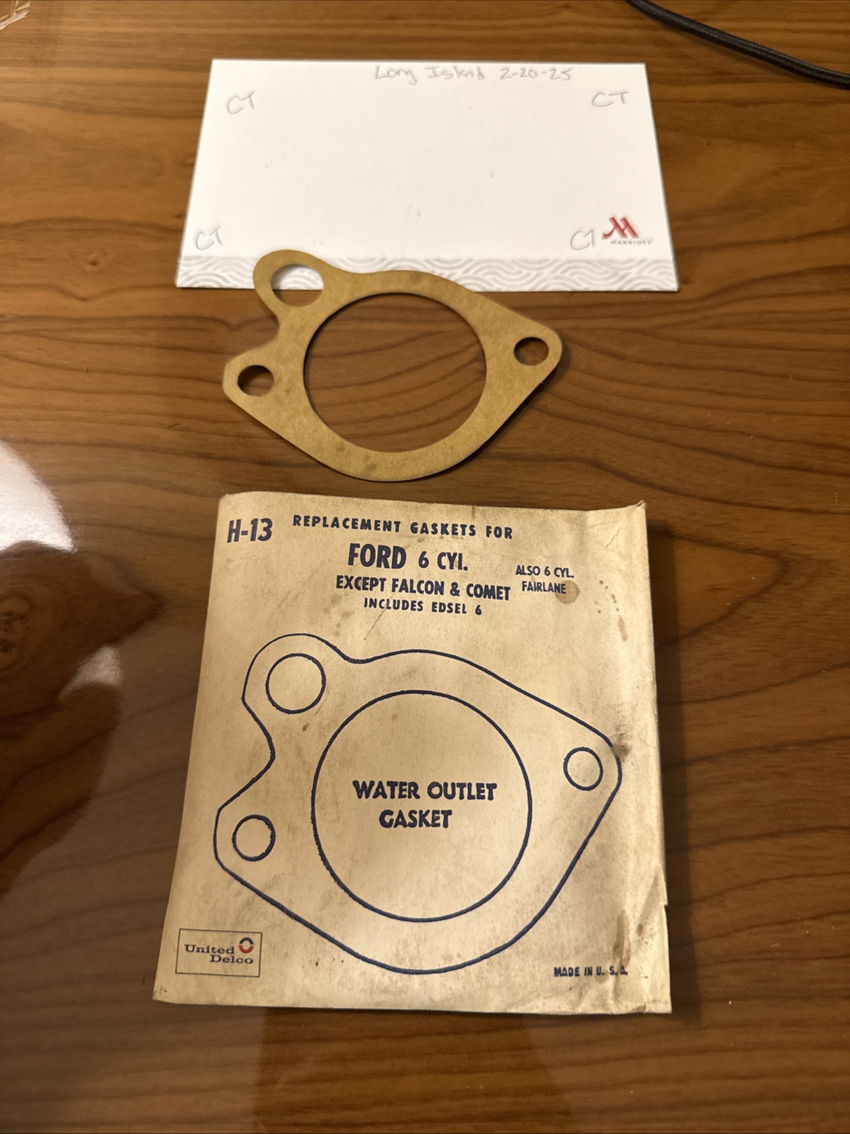 United Delco H-13A Ford Mercury V8 1963-1968 Water Outlet Gasket