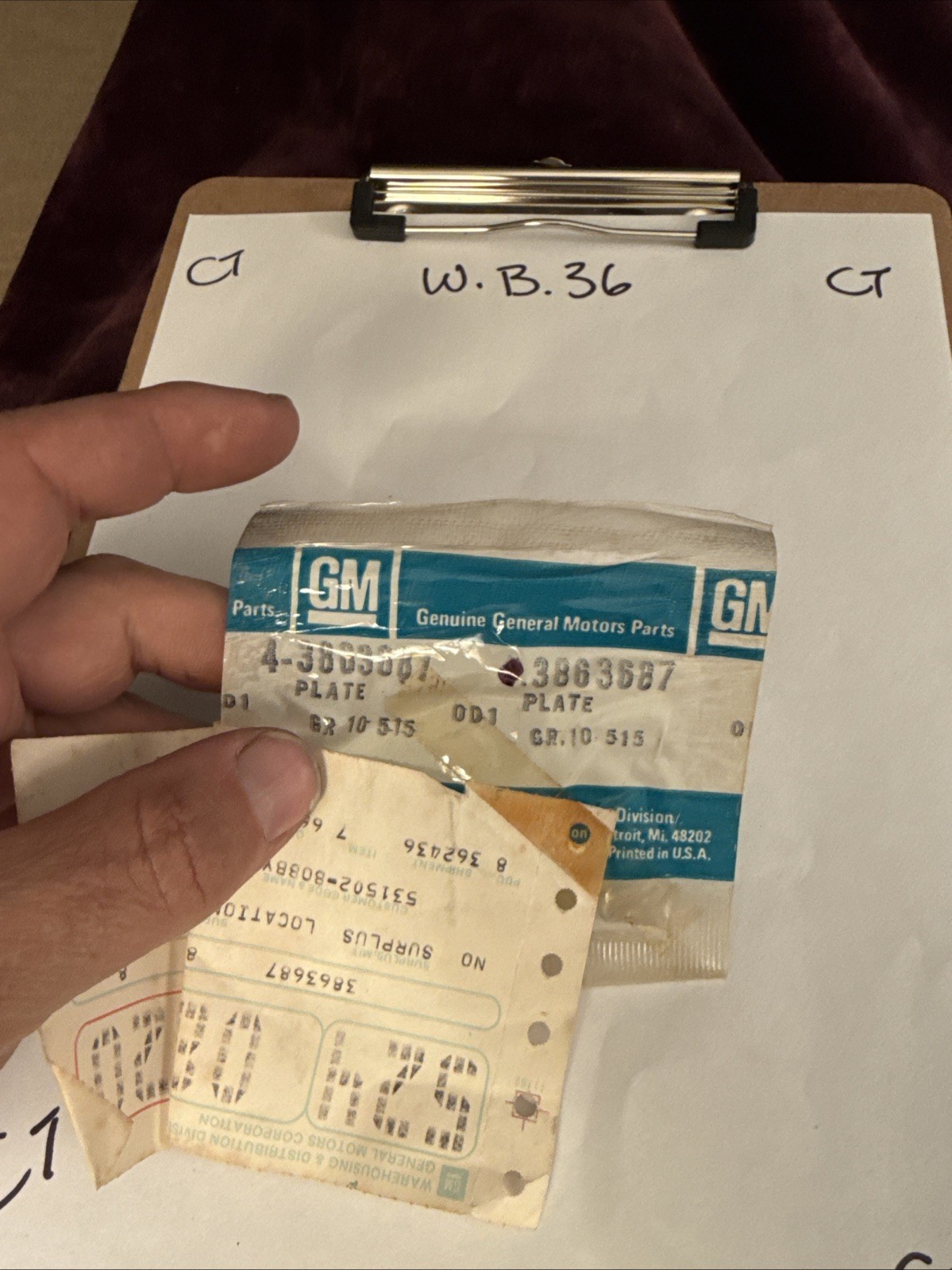 1965-1977 Corvette 3863687 ONE NOS Door Lock Knob Spacer Plastic Bearing Plate