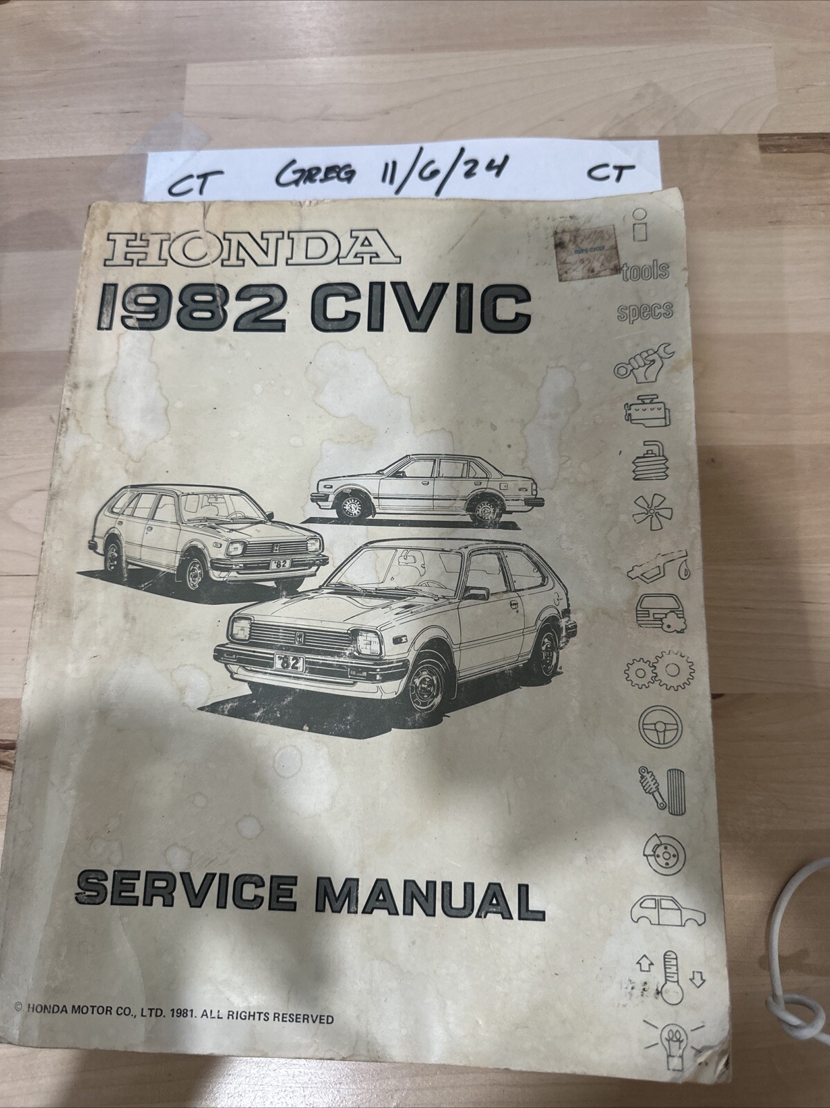 1982 Honda Civic Shop Service Repair Manual Paperback Book