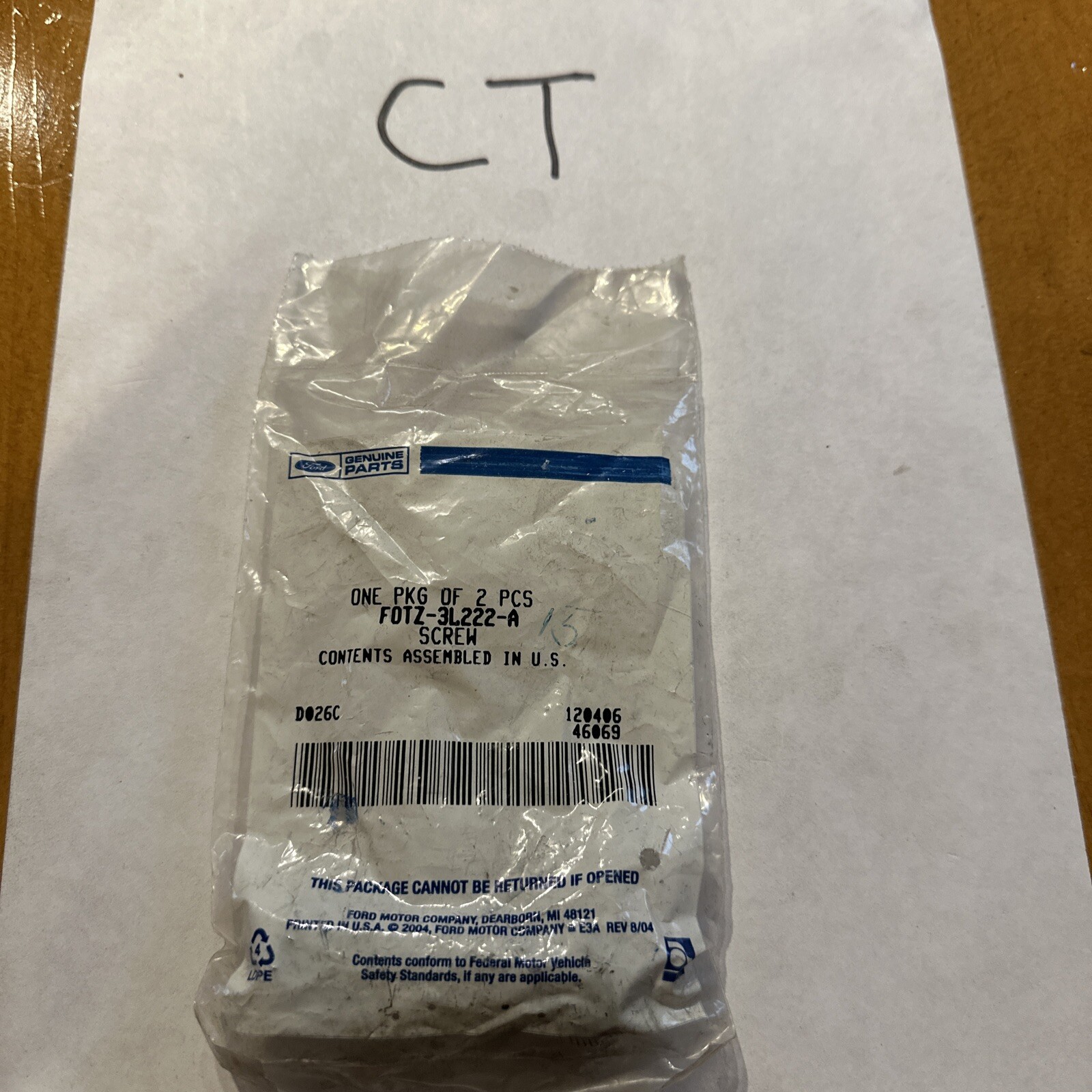 1995-2001 Ford F0TZ-3L222-A Dana Front Differential Ring Gear Bolt (2) Bolts