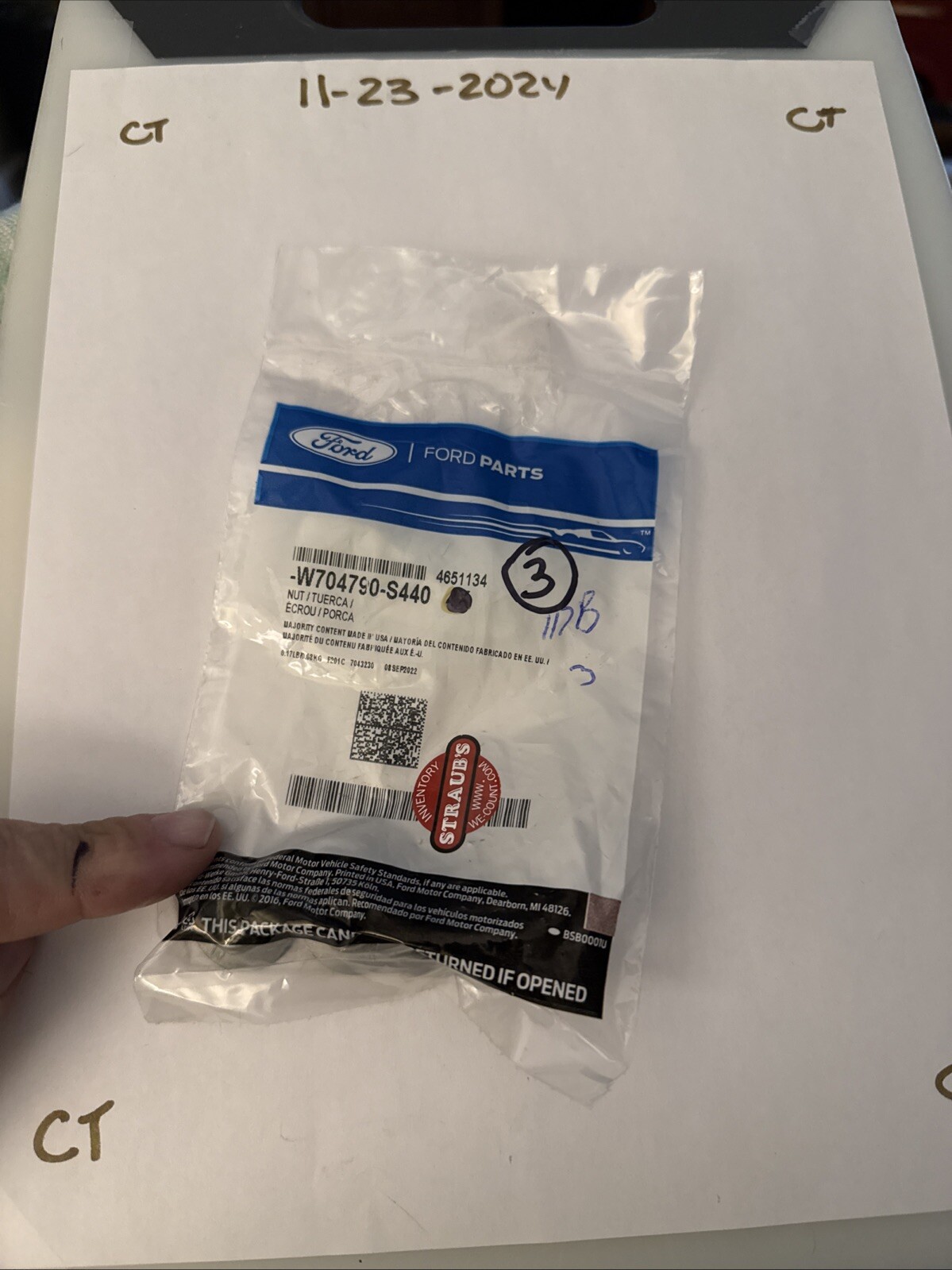 3 Pcs Genuine OEM Ford Lincoln Mercury W704790-S440 Upper Strut Mount Nut NOS