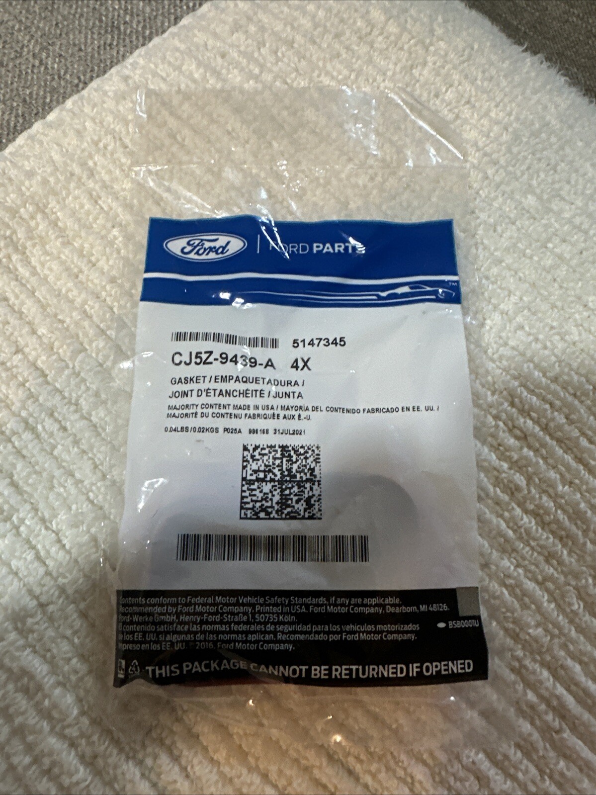 **4 PCS** Genuine Ford Manifold Gasket CJ5Z-9439-A