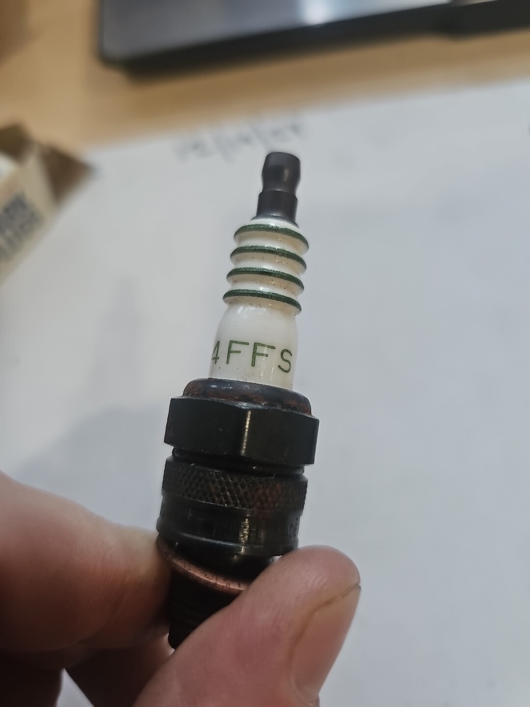 AC Fire Ring Spark Plug # 44FFS with 4 EQUAL GREEN STRIPE RINGS - Image 3