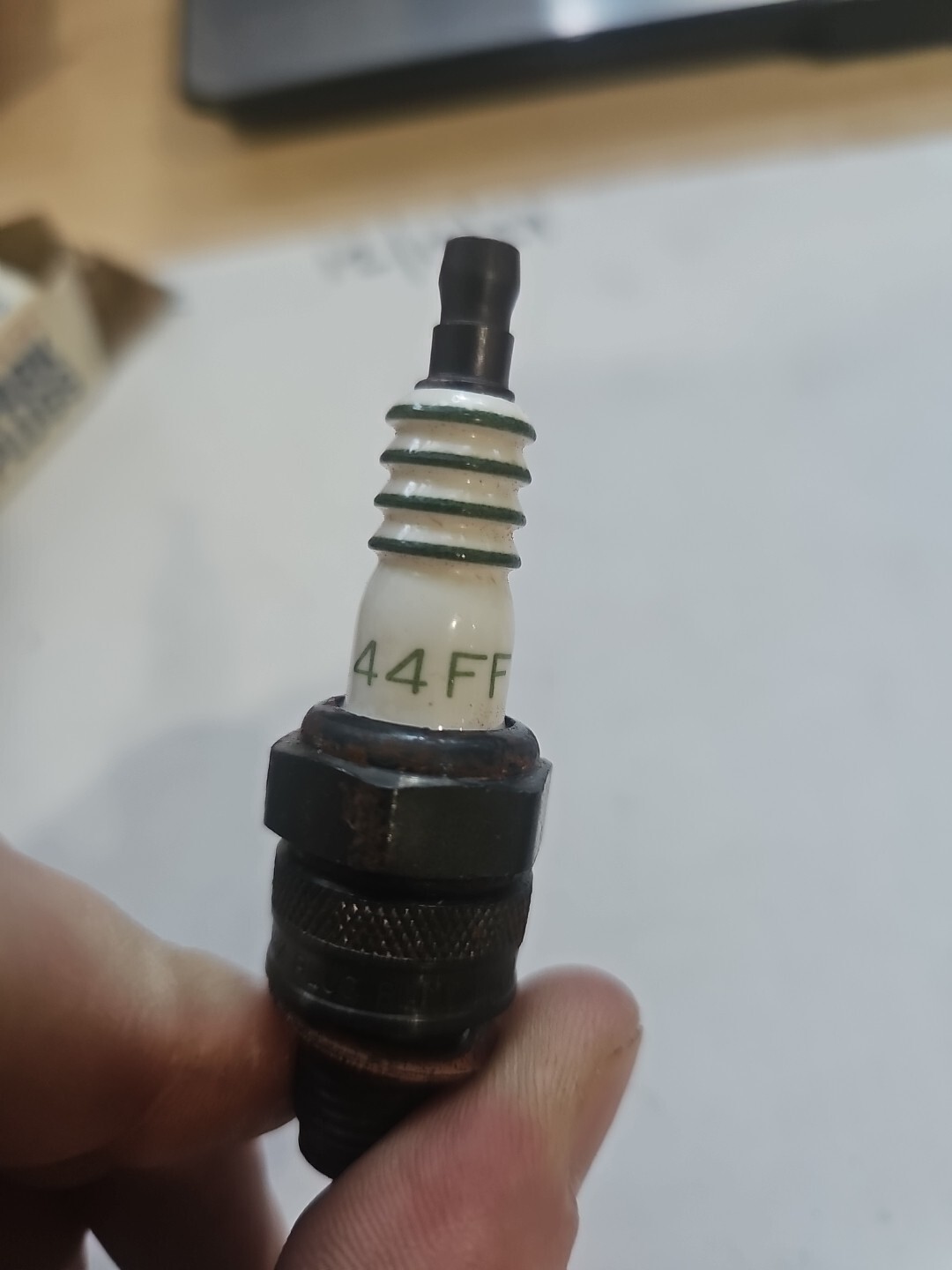 AC Fire Ring Spark Plug # 44FFS with 4 EQUAL GREEN STRIPE RINGS