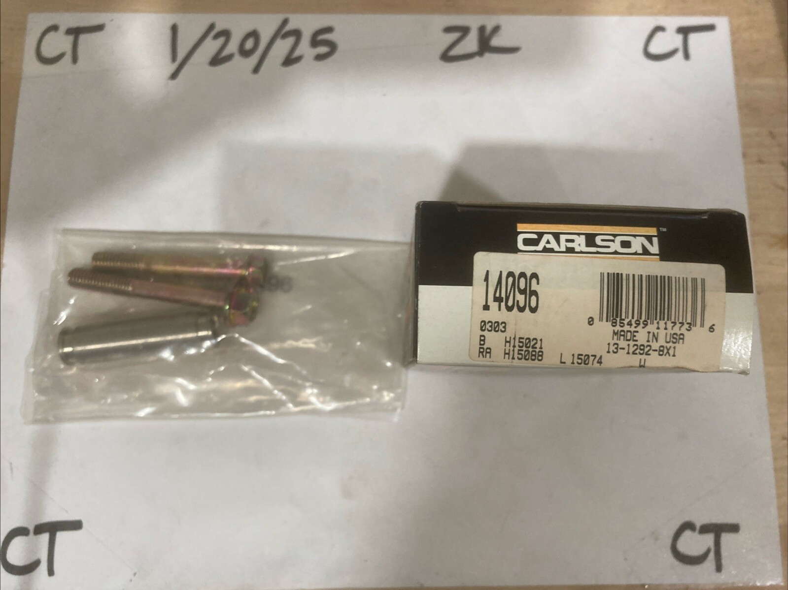 Carlson 14096 Disc Brake Caliper Guide Pin Bolt (missing 1 Piece) - Image 3