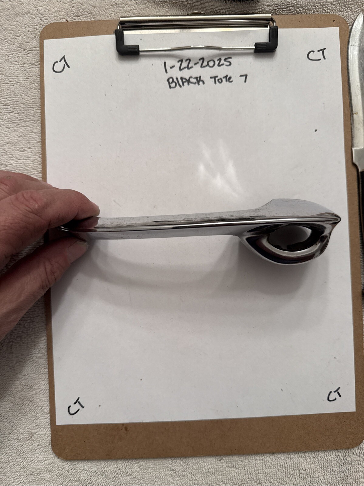 Corvette door handle - LEFT HAND - 1963-4 - GM# 9702887 - light blemishes - Image 4