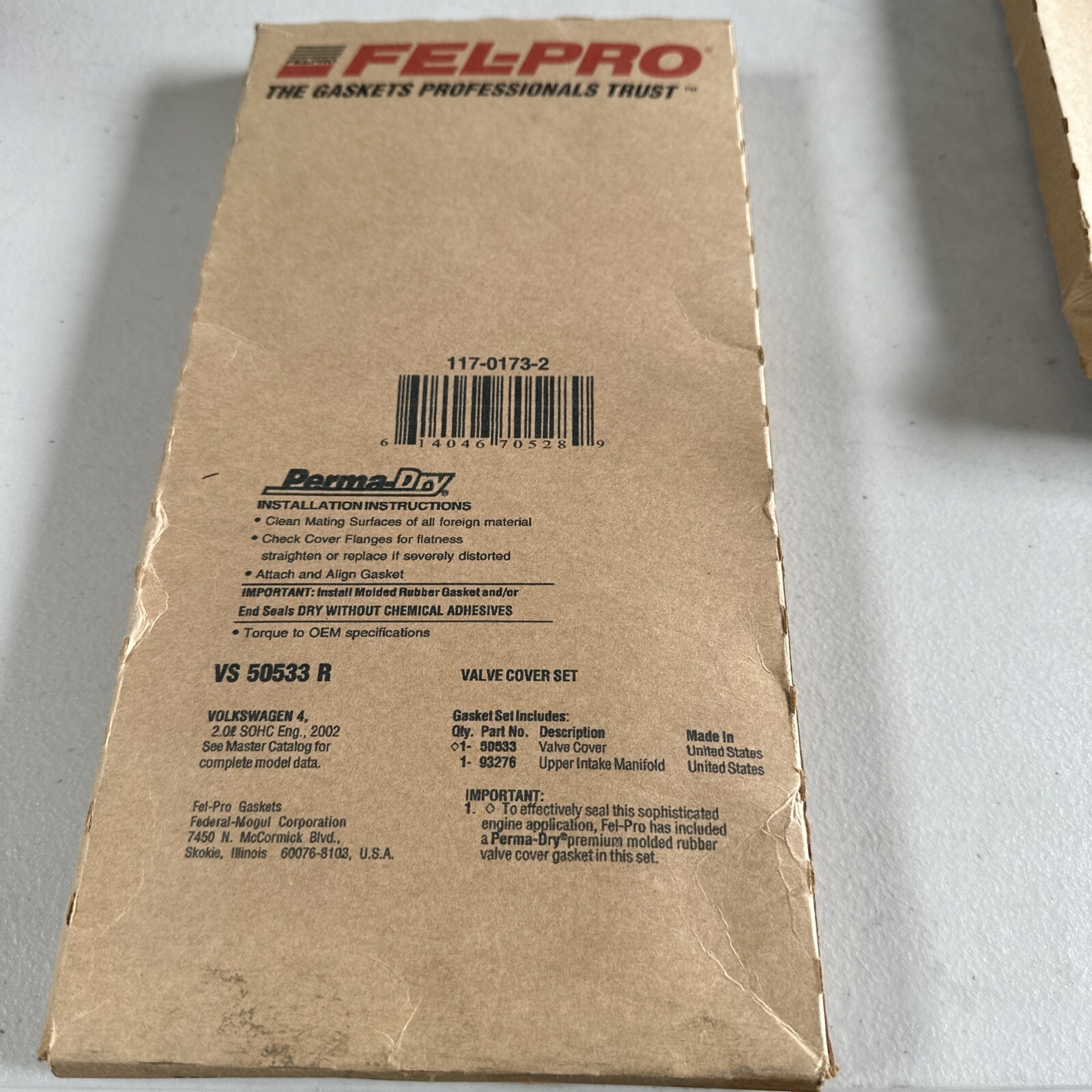 Engine Valve Cover Gasket Set Fel-Pro VS 50533 R