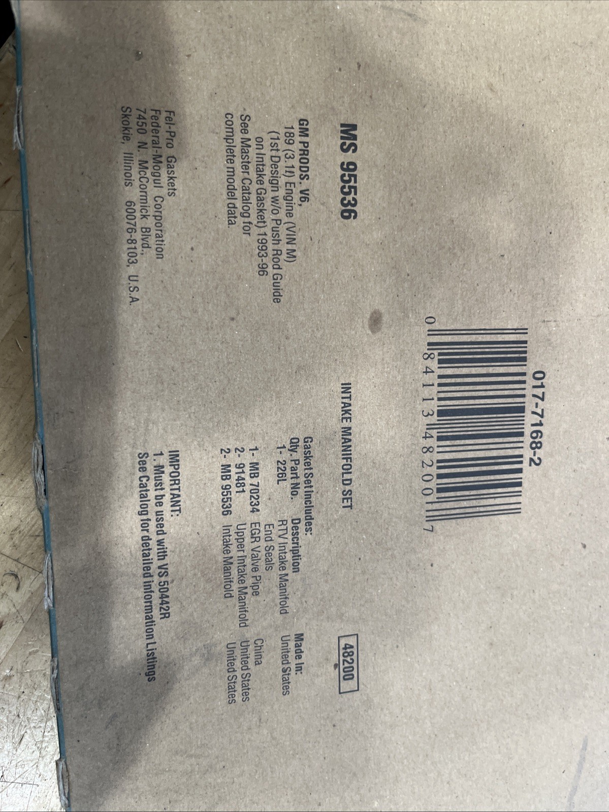 FelPro Intake Manifold Gasket Fits 1994-1996 Buick Century Regal V6 3.1L MS95536 - Image 3