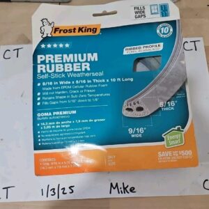 Frost King Self-Stick Weatherseal Tape Rubber Gray 9/16" W x 5/16" T x 10' L