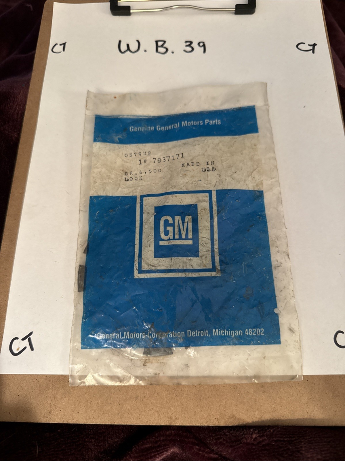 GENUINE GM NOS STEERING COLUMN LOCK PLATE #7837171