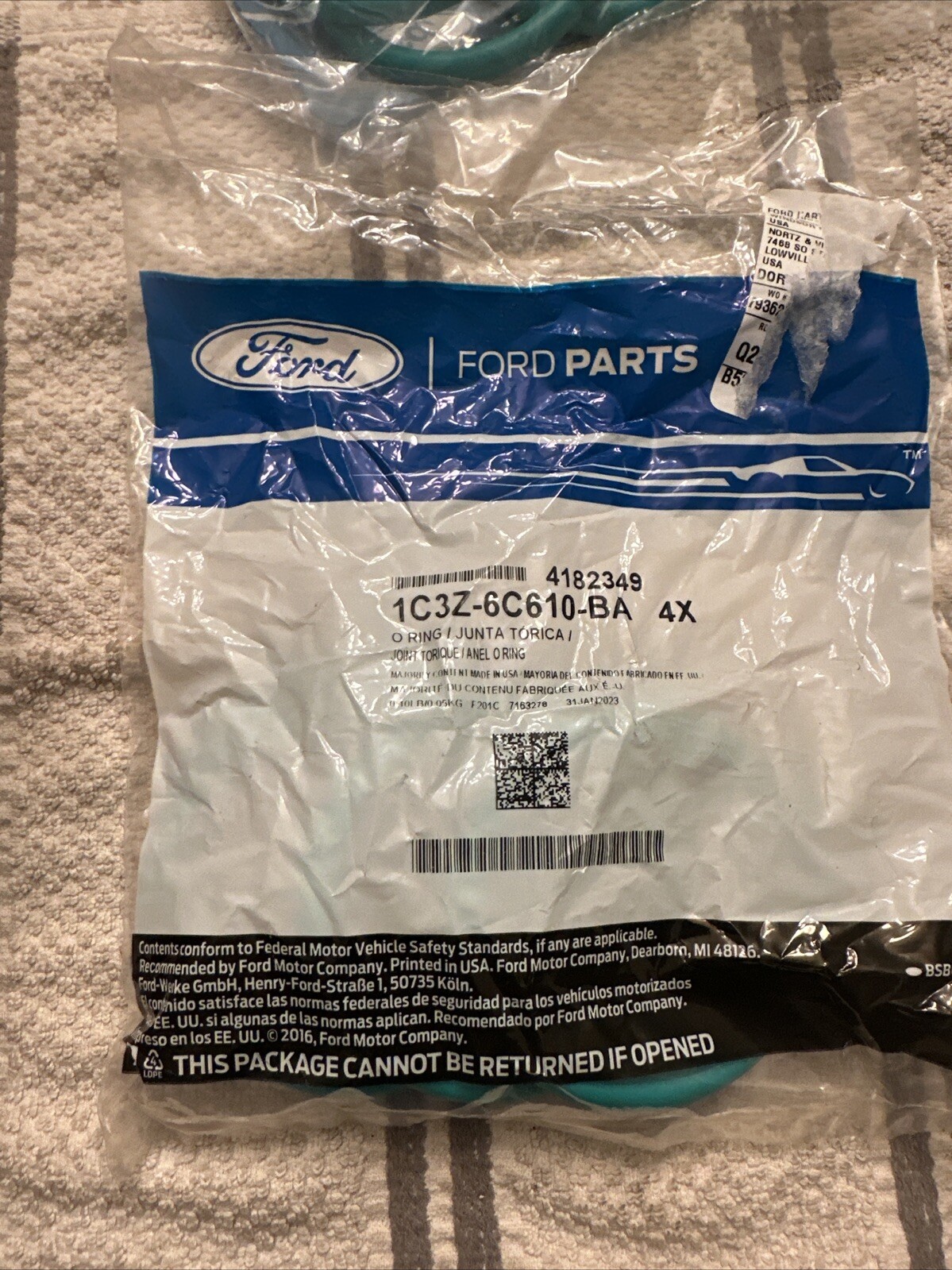 Genuine Ford 1C3Z-6C610-BA O-Ring Pack of 4 OEM New Unopened